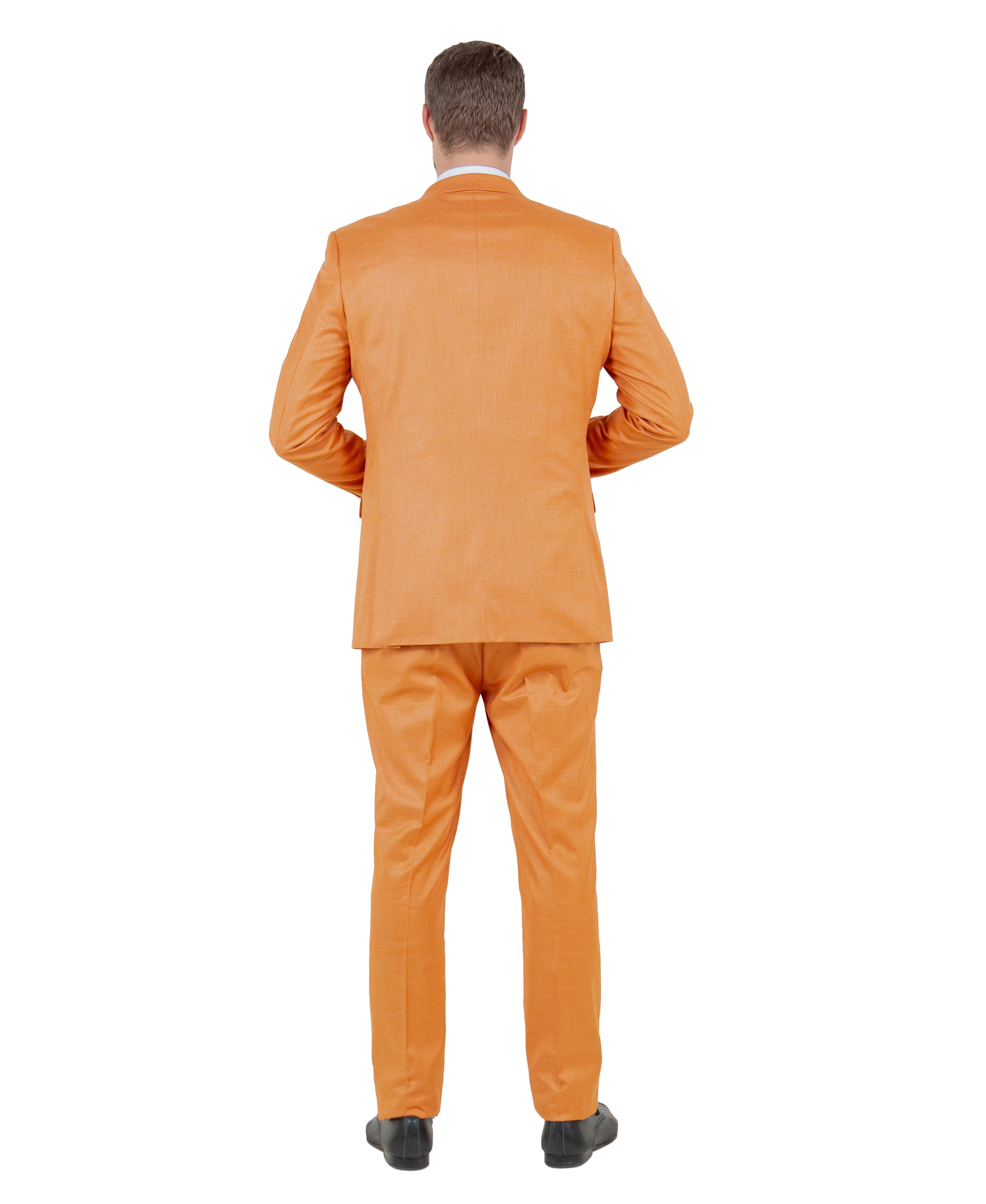 Stacy Adams Hybrid-Fit Vested 3-Piece Suit, Textured Orange