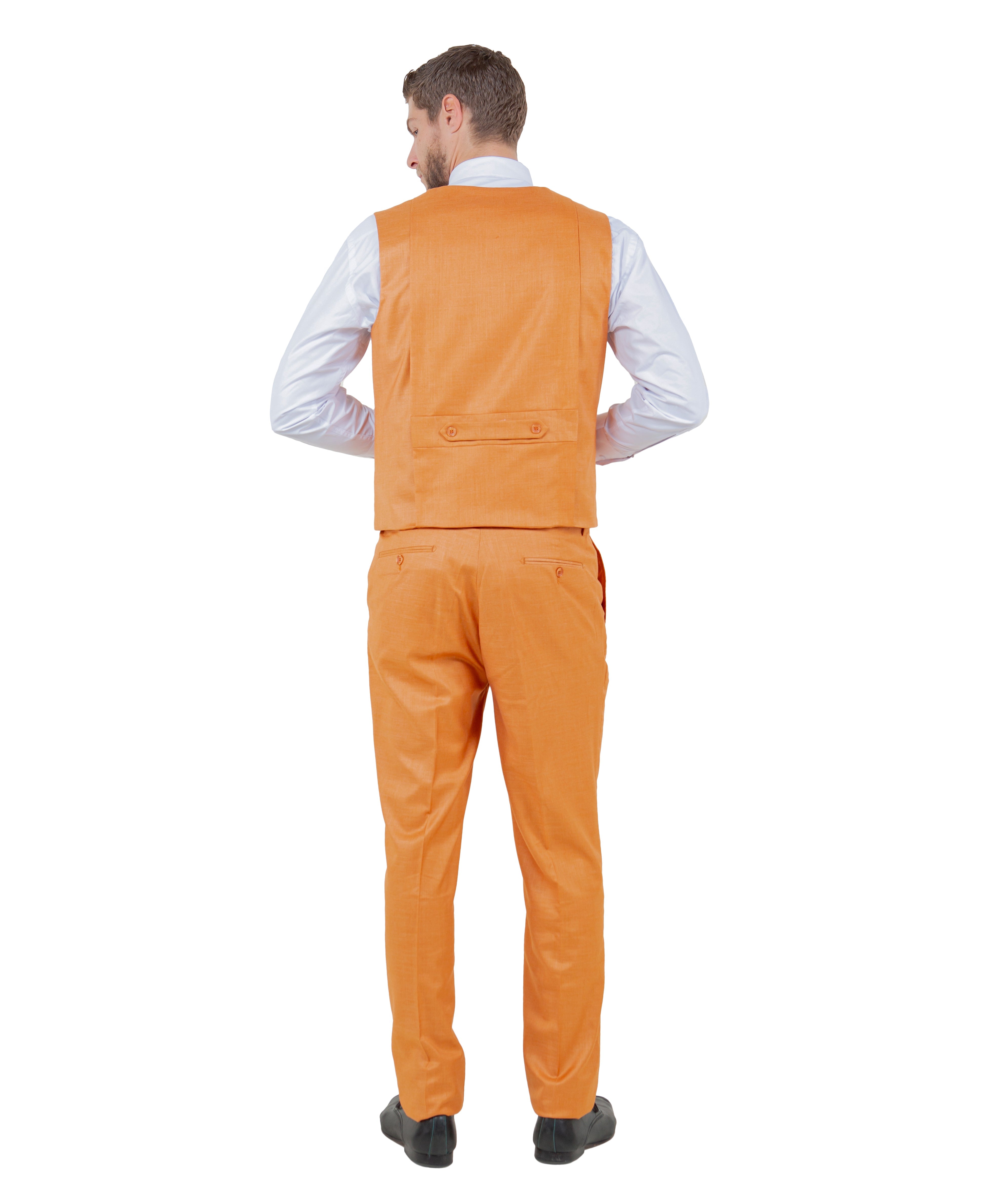 Stacy Adams Hybrid-Fit Vested 3-Piece Suit, Textured Orange