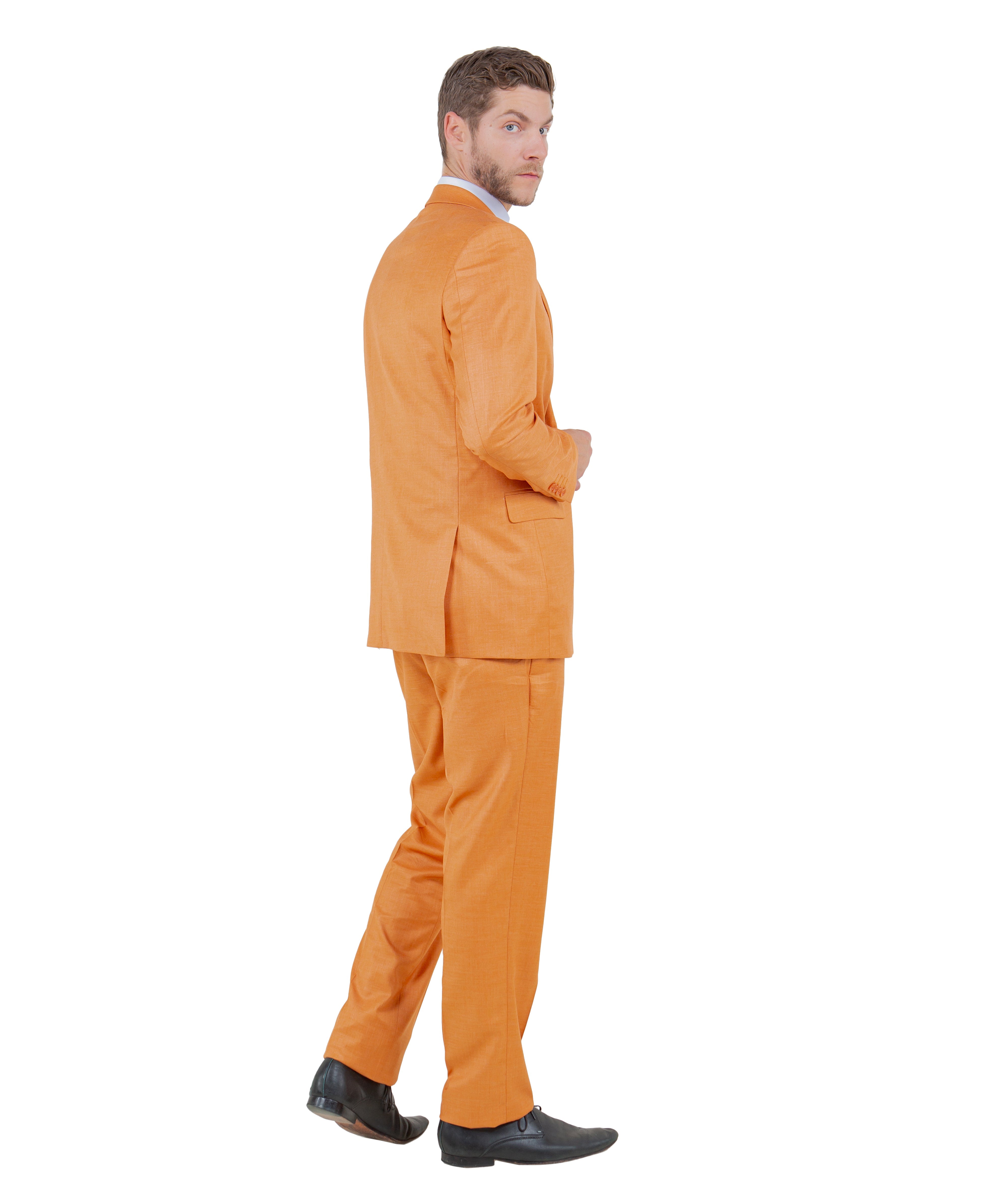 Stacy Adams Hybrid-Fit Vested 3-Piece Suit, Textured Orange