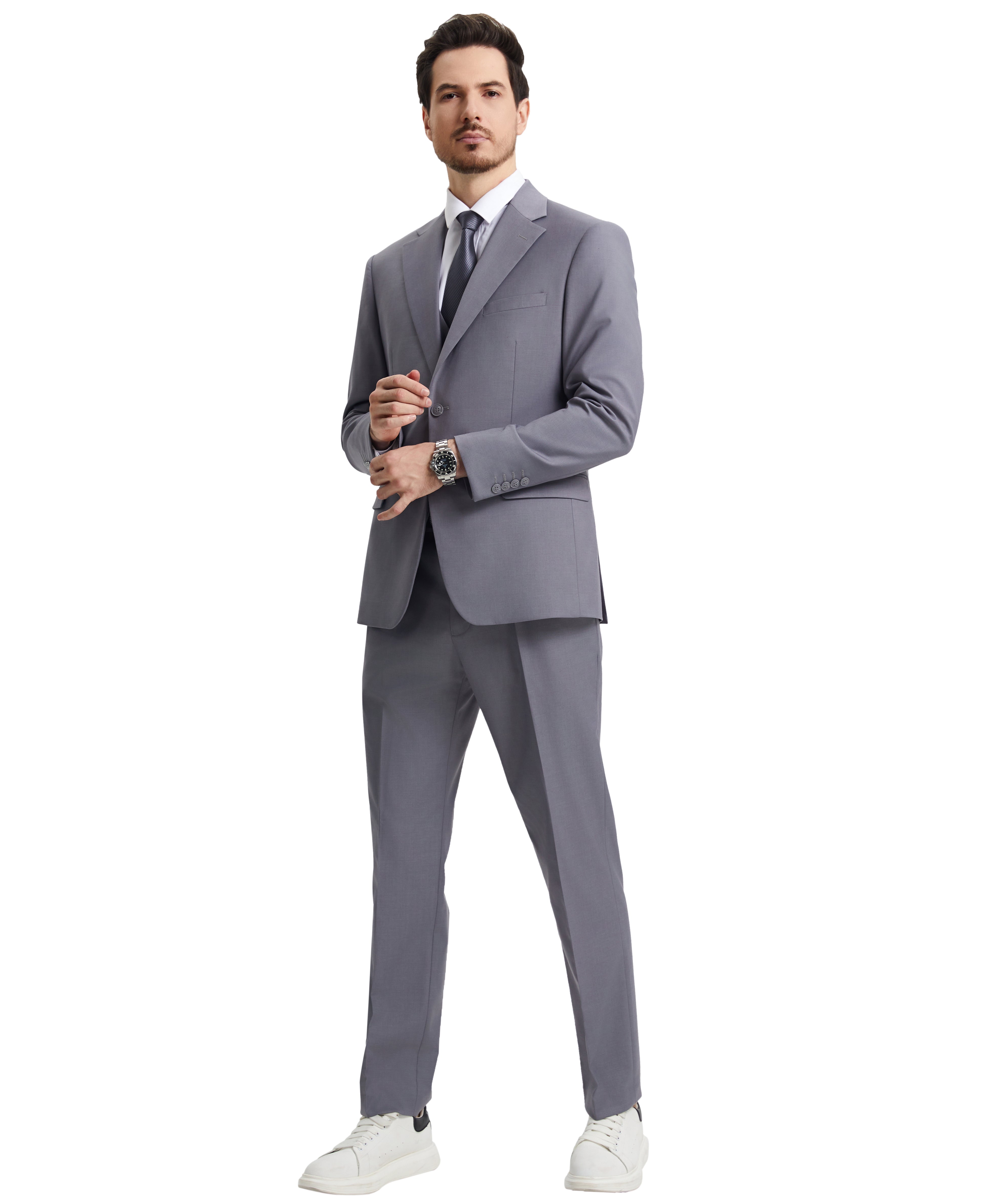 Stacy Adams Hybrid-Fit Vested Suit, Heavenly Grey