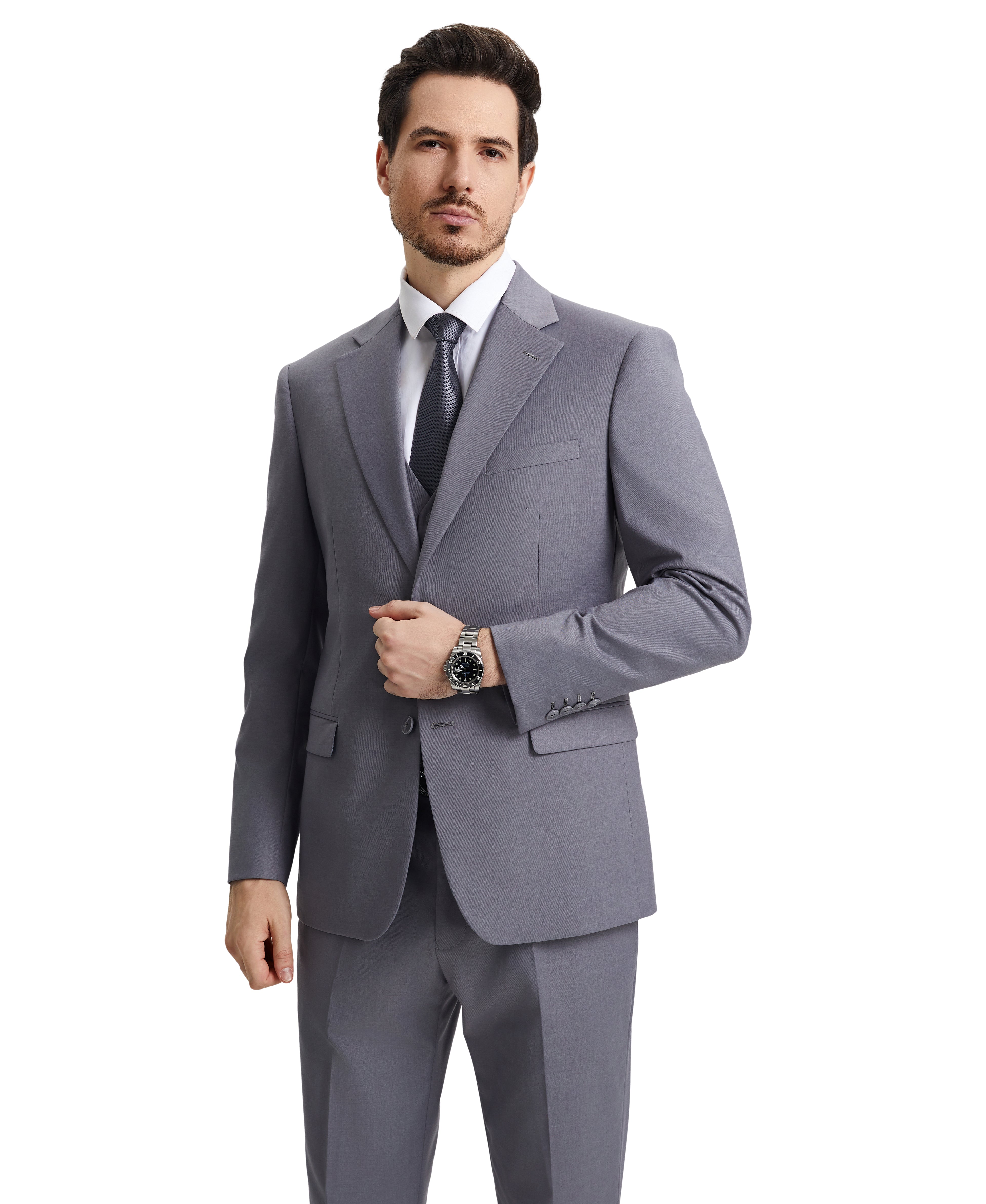 Stacy Adams Hybrid-Fit Vested Suit, Heavenly Grey
