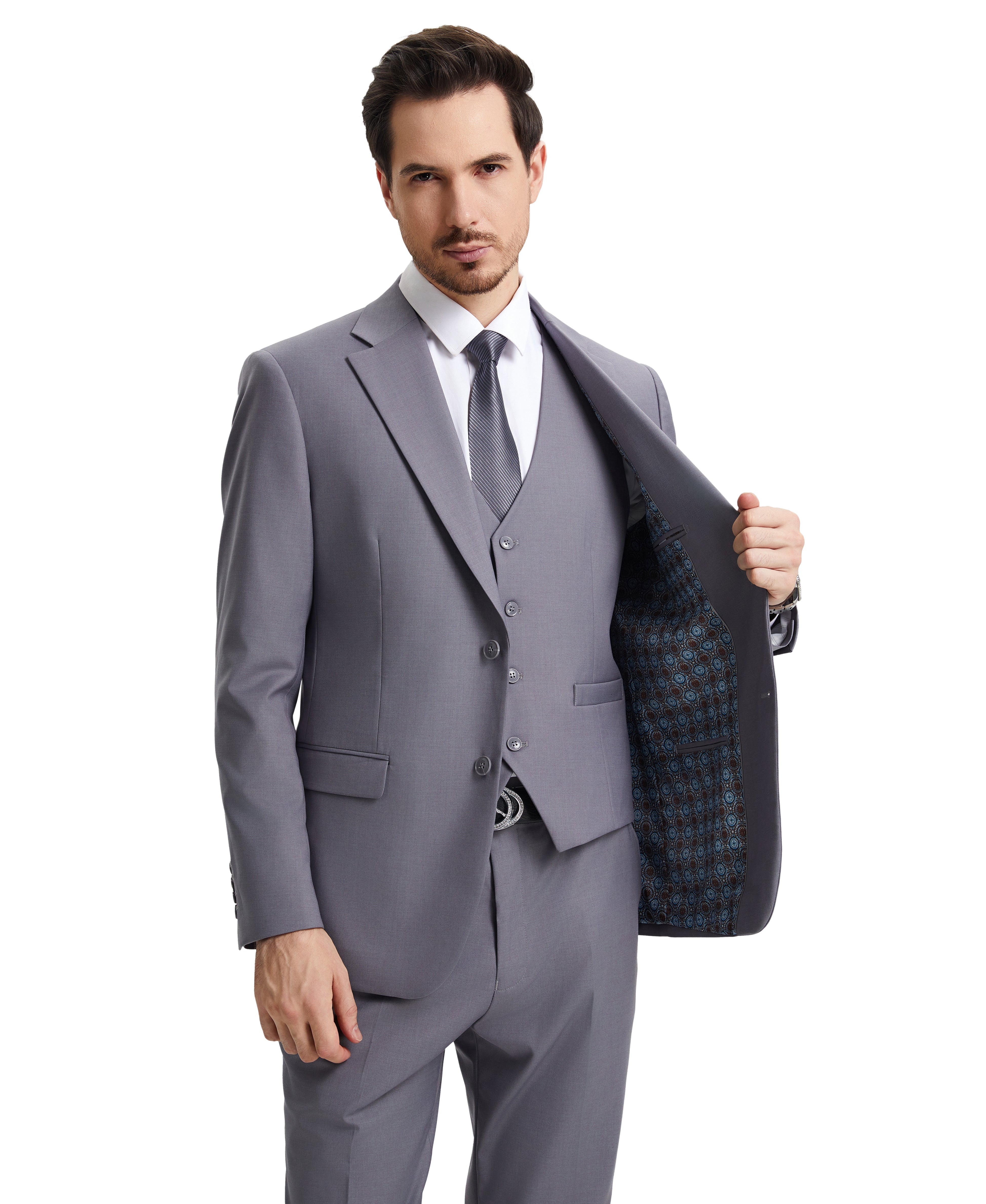 Stacy Adams Hybrid-Fit Vested Suit, Heavenly Grey