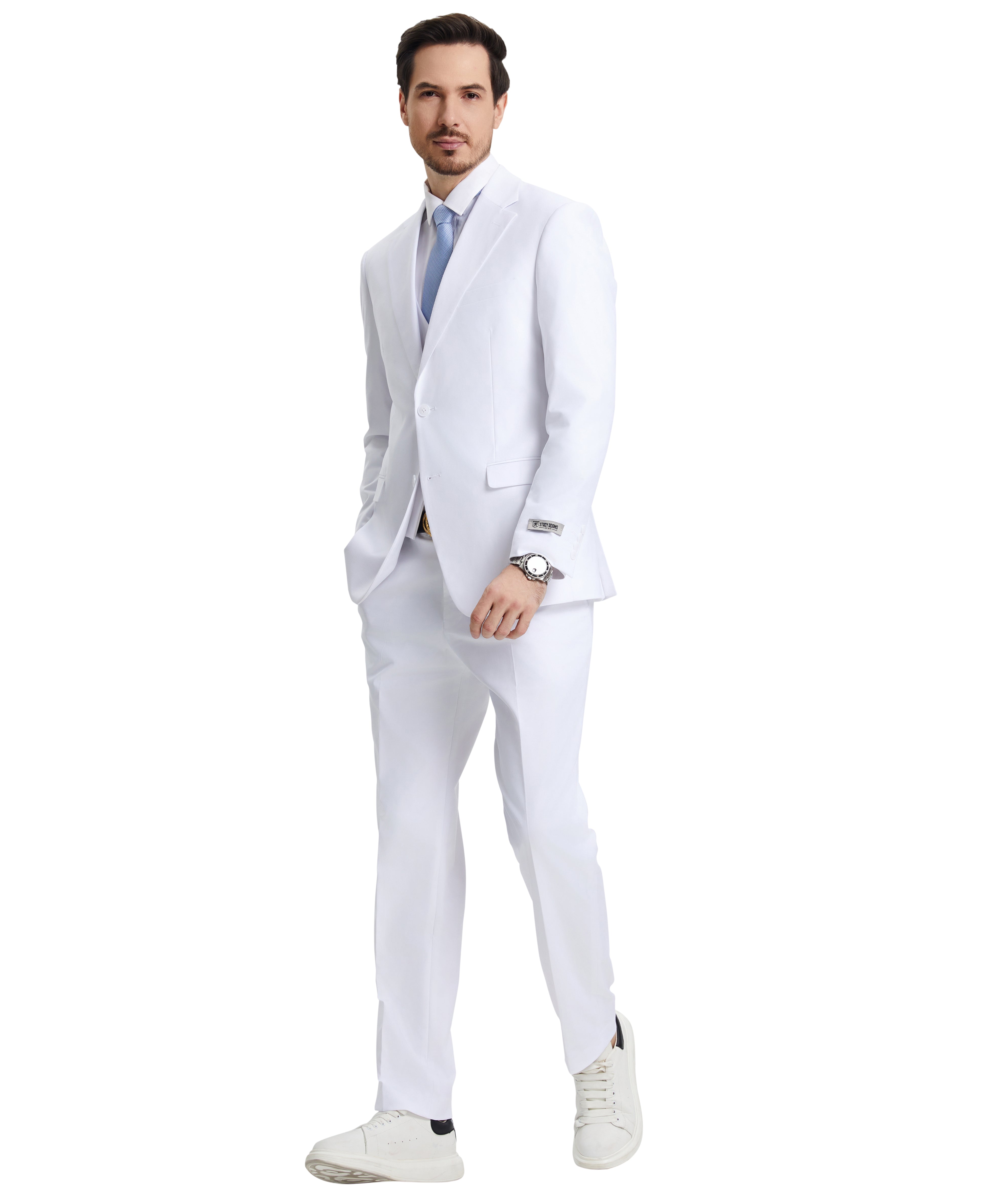 Stacy Adams Hybrid-Fit Vested Suit, Snow White