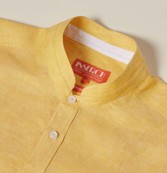 Inserch SS716-145 Short Sleeve Linen Shirt Banana Cream