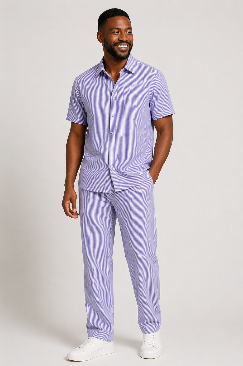 Giorgio Inserti SS7287 By Inserch Seersucker 2 Pieces Set Purple