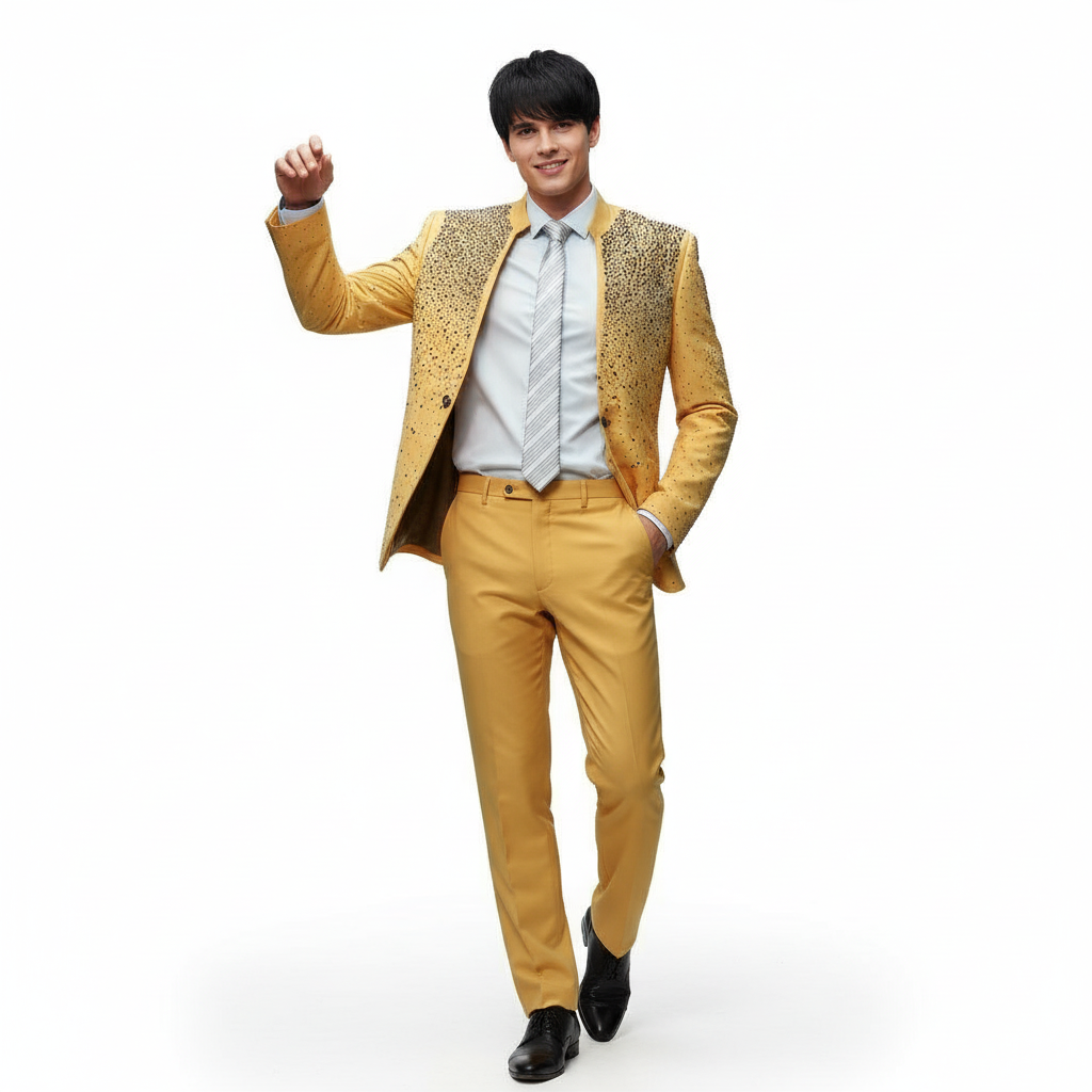 Golden Radiance Crystal Suit Set-YELLOW/GUN