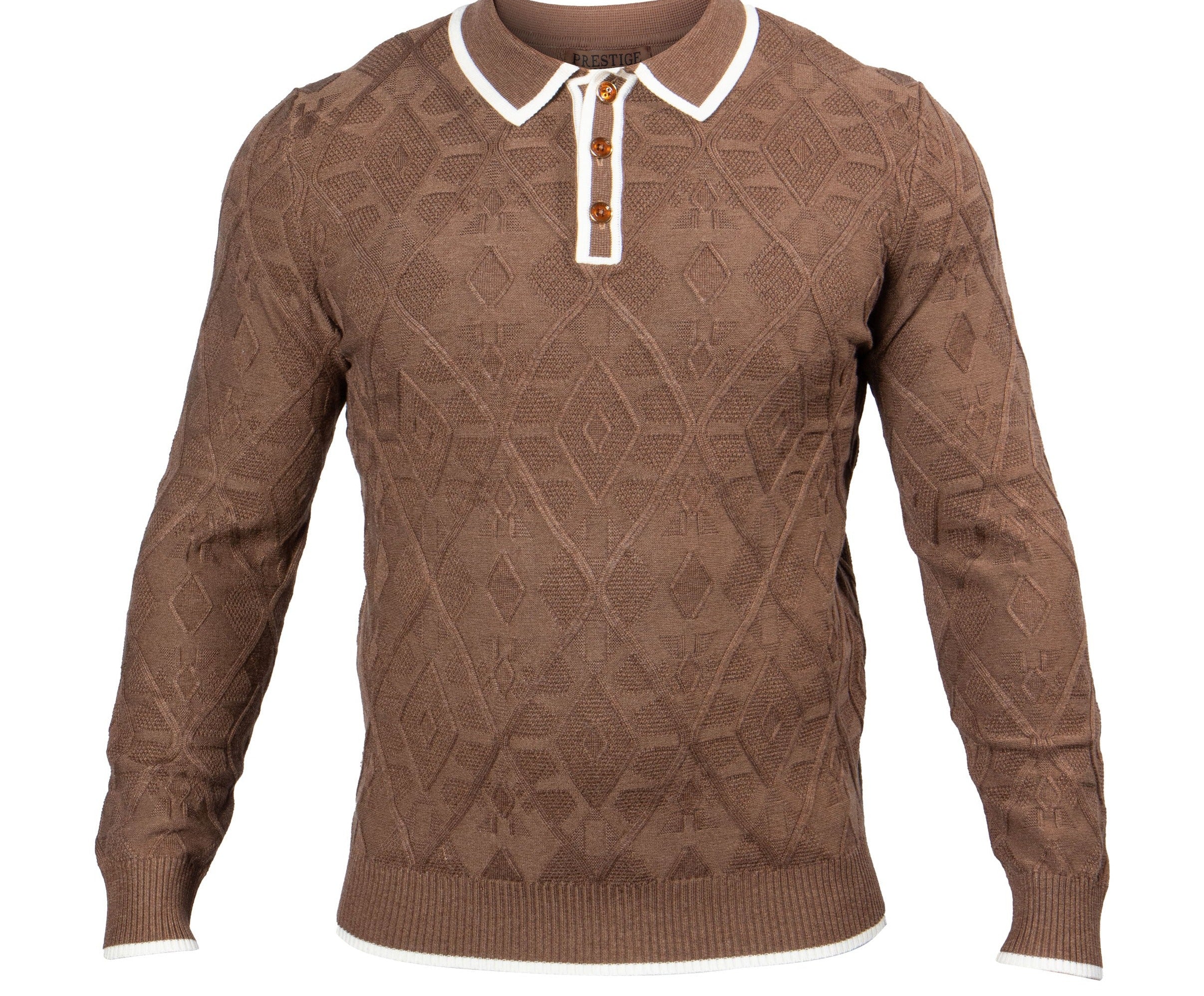 Prestige SW-572 L/S 3 Button Polo Taupe