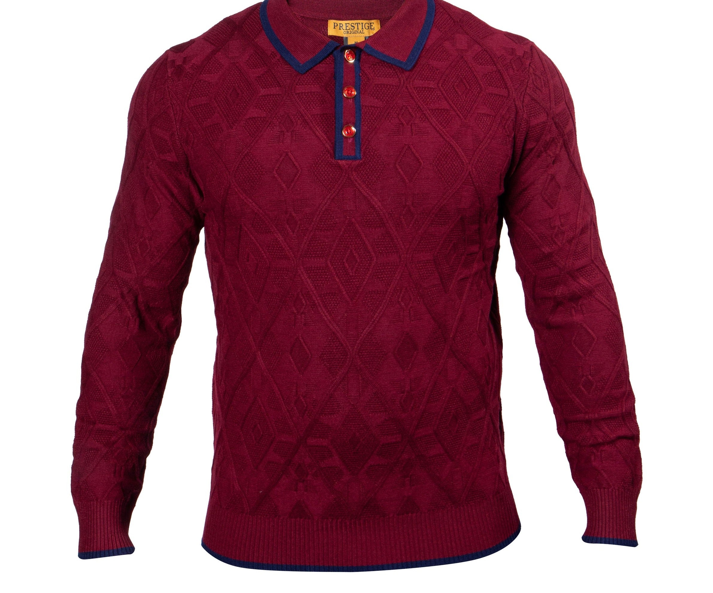 Prestige SW-572 L/S 3 Button Polo Wine