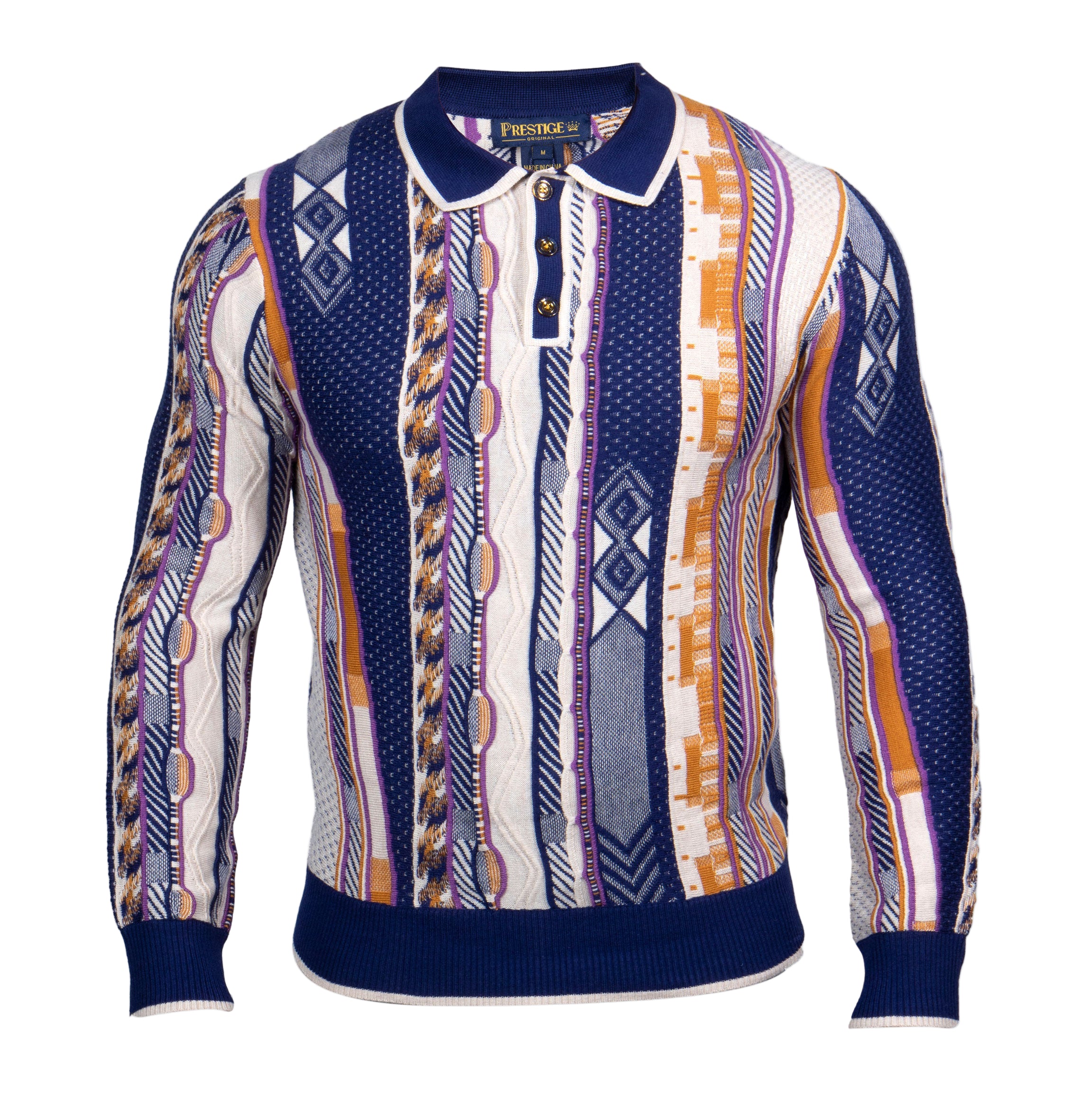 Prestige SW- 670 3 Button Polo Sweater Navy