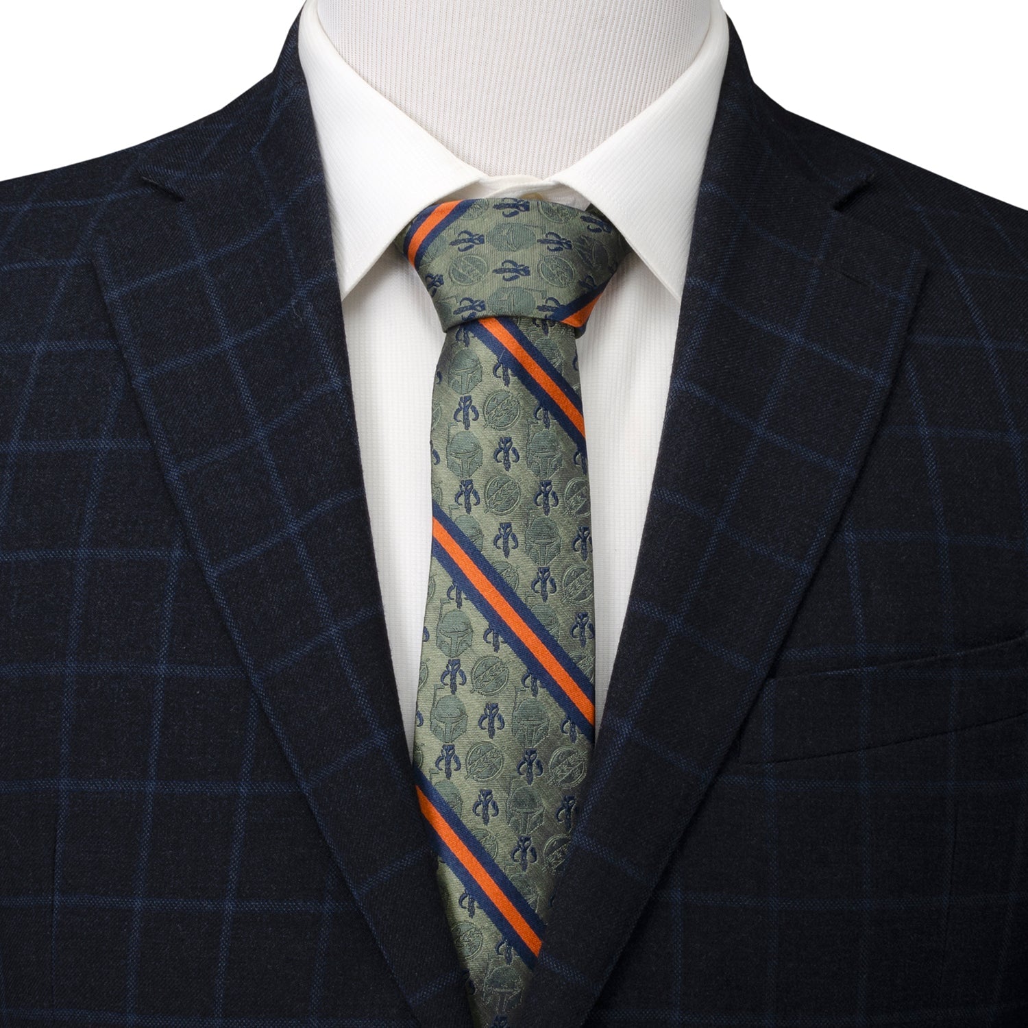 Star Wars Boba Fett Mythosaur Green, Orange, and Blue Striped Tie