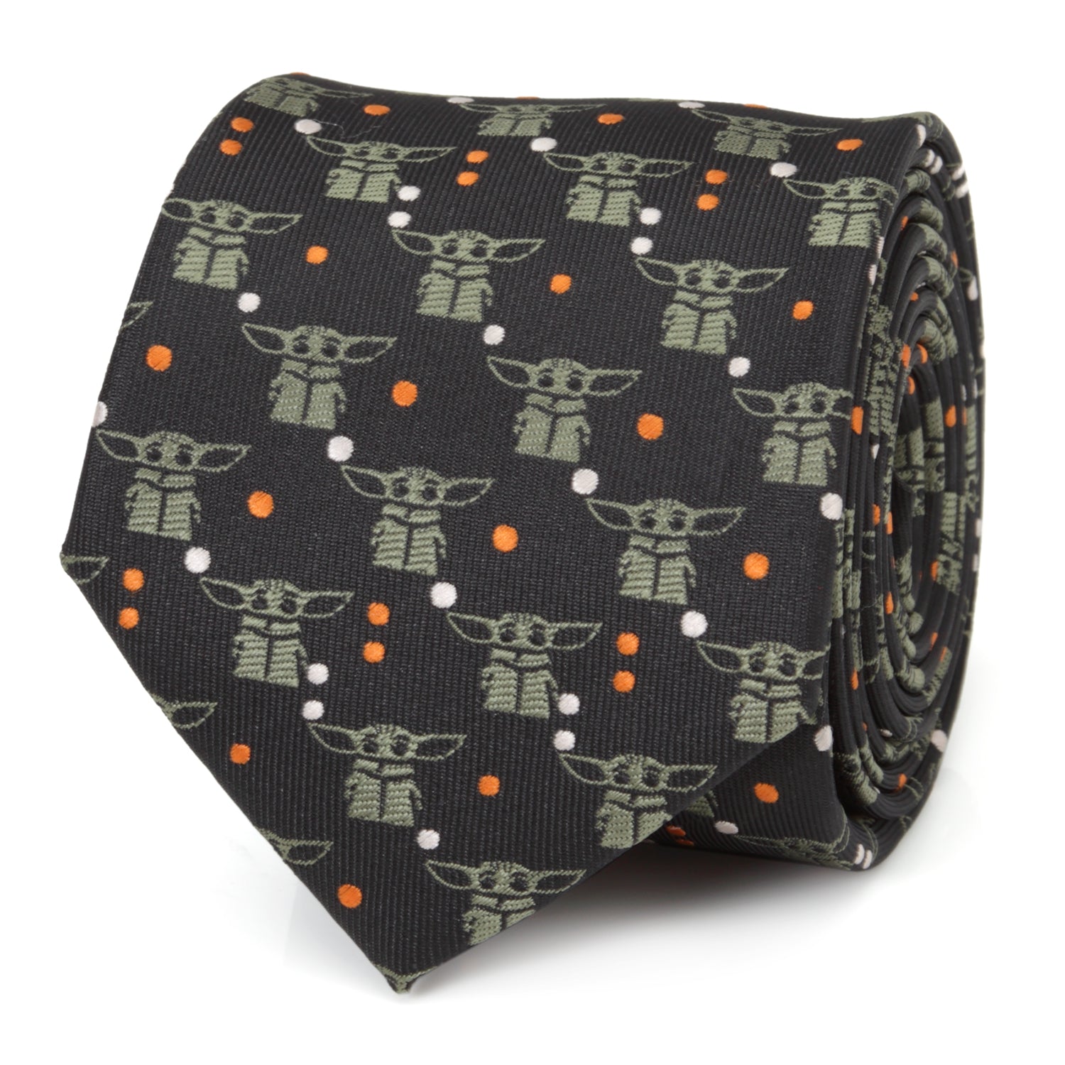 Star Wars Grogu Black and Orange Dotted Tie