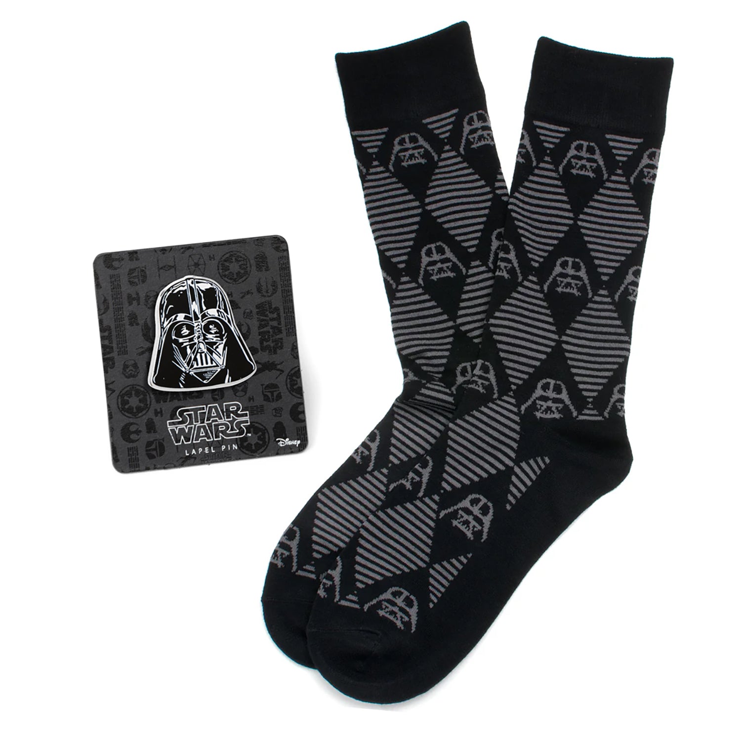 Star Wars Darth Vader Black Argyle Dress Socks and Lapel Pin Gift Set