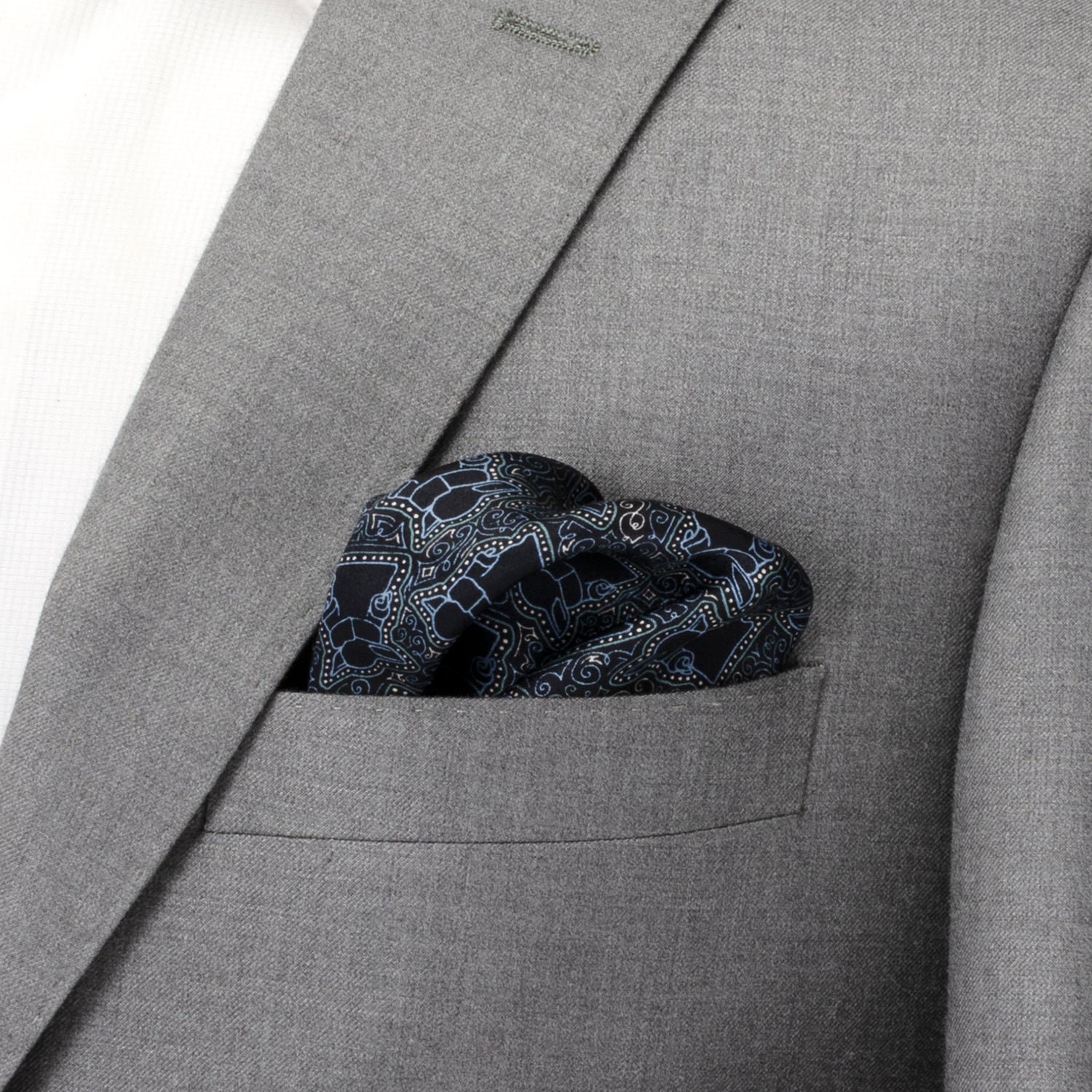 Star Wars Grogu Outline Navy Blue Pocket Square
