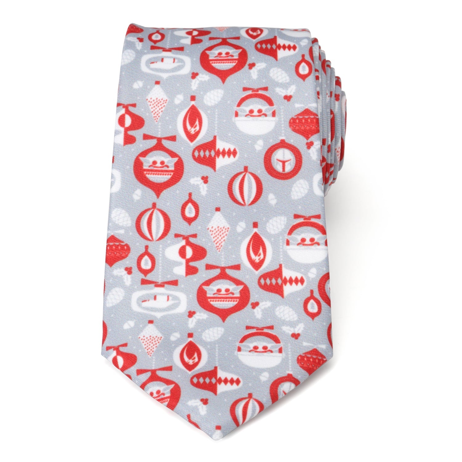 Star Wars Mandalorian and Grogu Gray and Red Holiday Tie