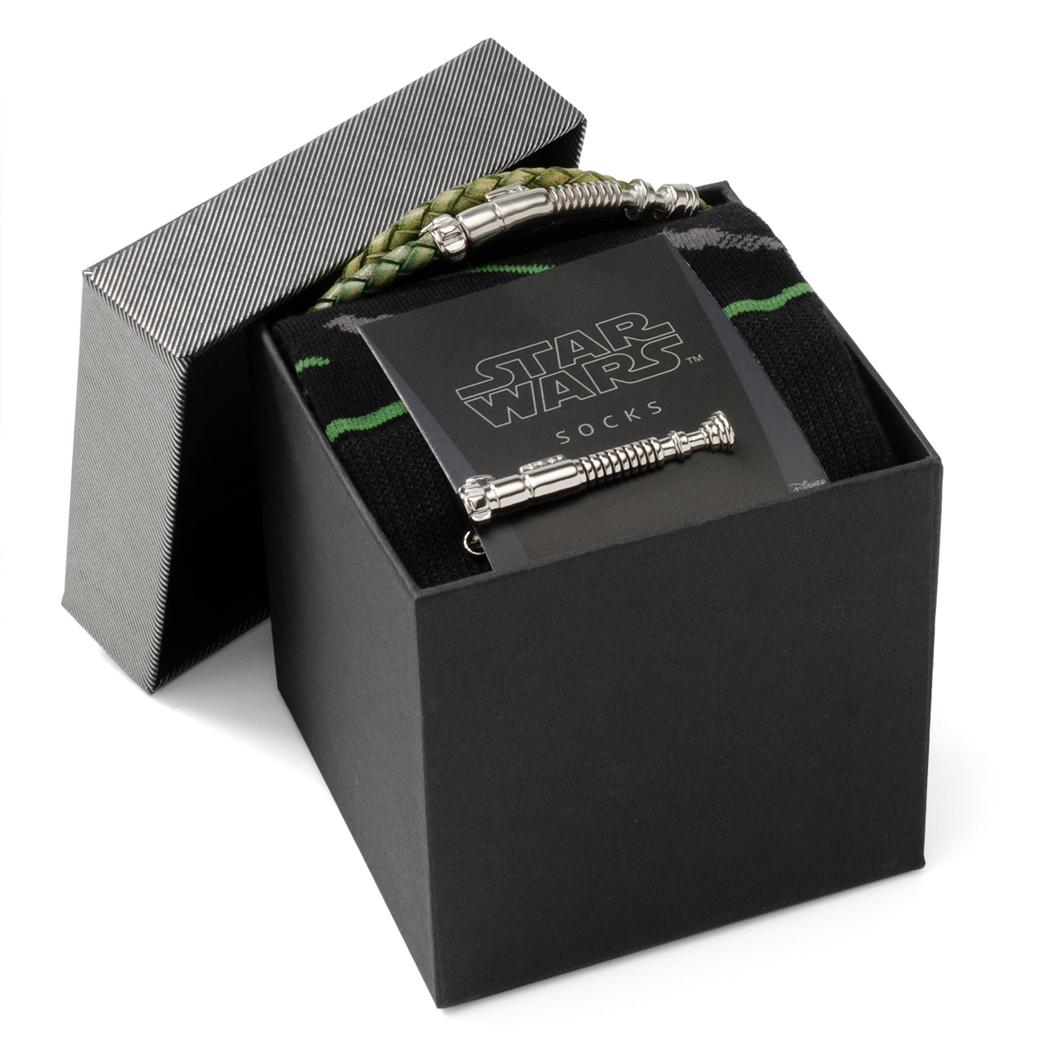 Star Wars Luke Skywalker LIGHTSABER Bracelet, Tie Clip, and Dress Socks Gift Set