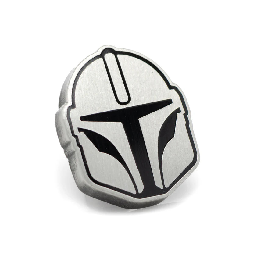 Star Wars Mandalorian Houndstooth Black and White Dress Socks and Lapel Pin Gift Set