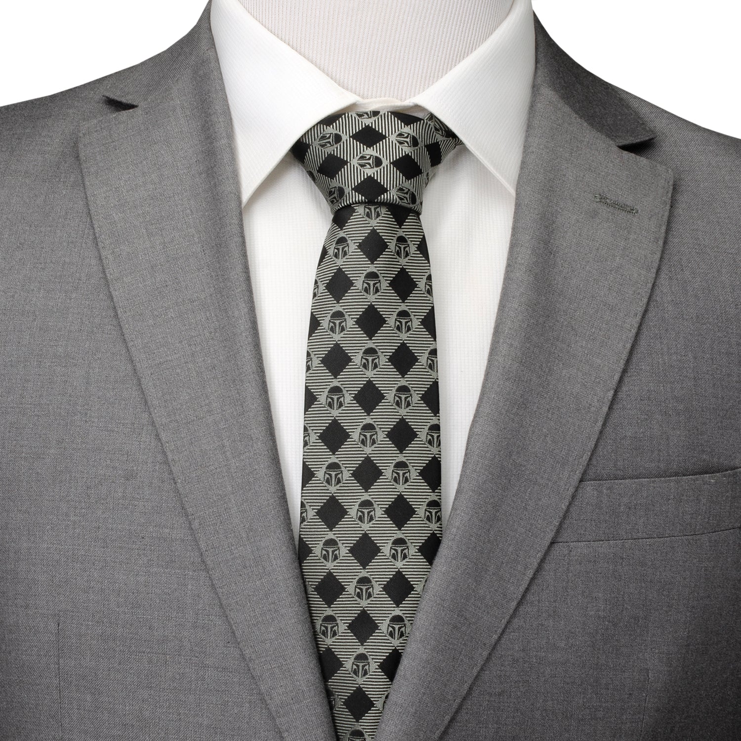 Star Wars Mandalorian Black and Gray Plaid Tie