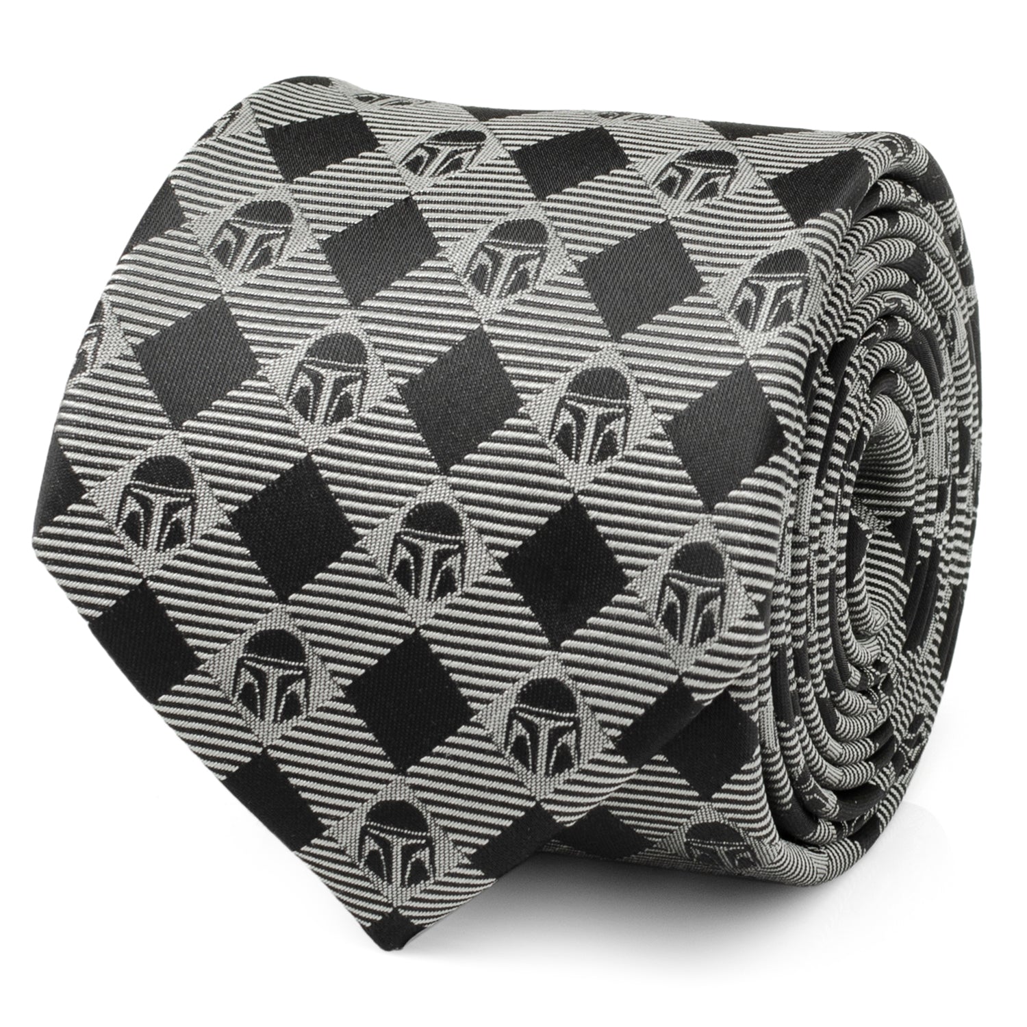 Star Wars Mandalorian Black and Gray Plaid Tie