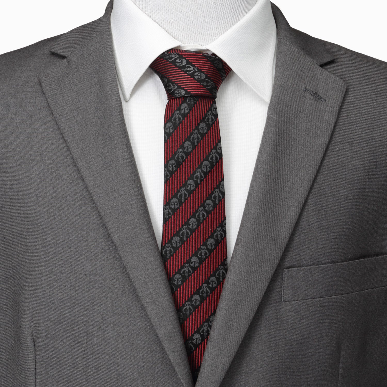Star Wars Mandalorian Black and Red Striped Tie