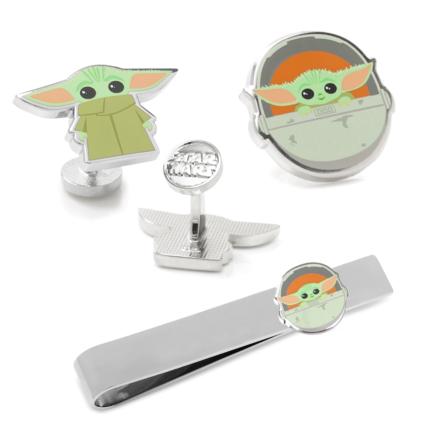 Star Wars Grogu Cufflinks, Tie Bar, and Lapel Pin Gift Set