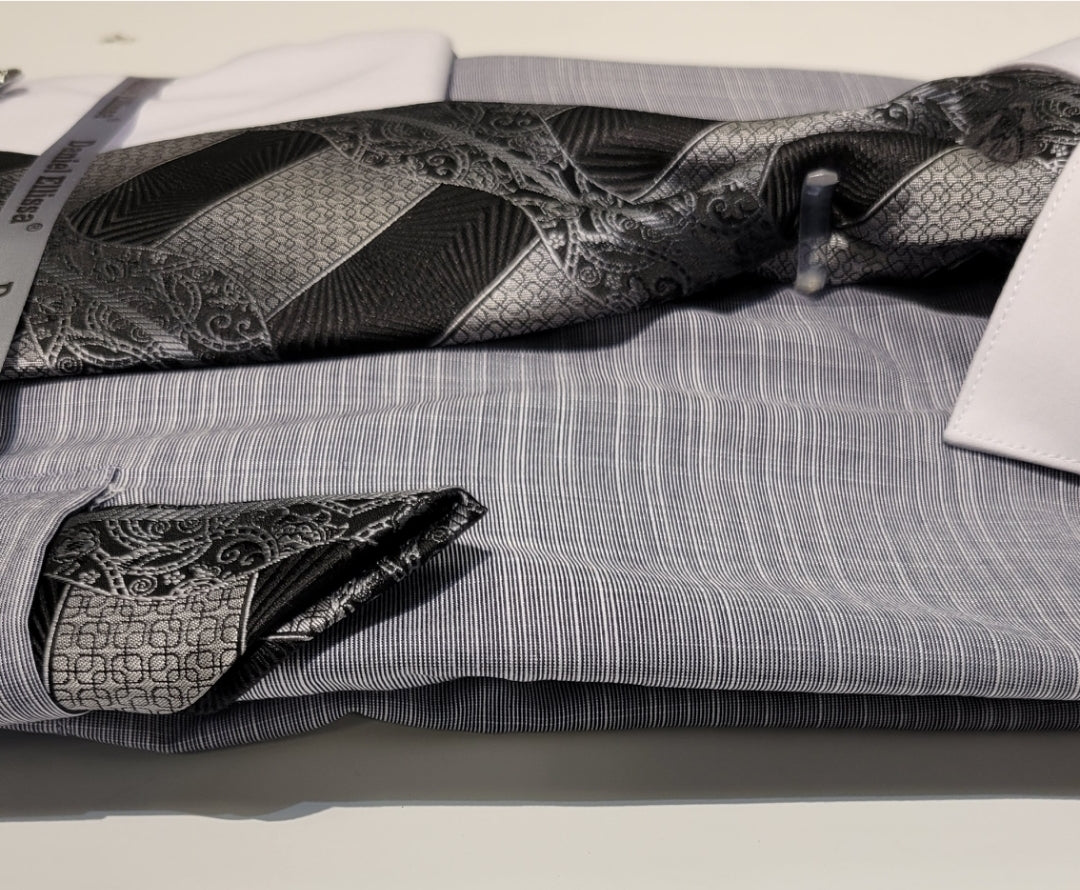 Daniel Ellissa DS3831P2 Matching Shirt & Tie Set Black