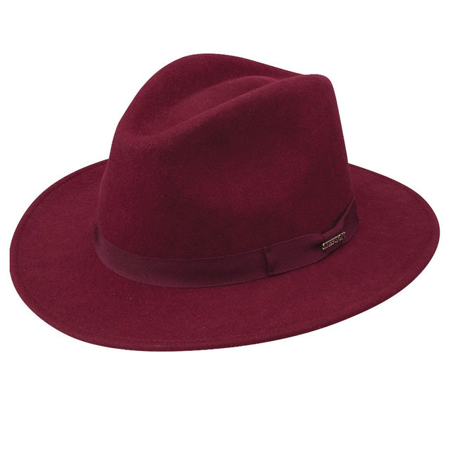 Stetson Markham Wool Felt Fedora Burgundy