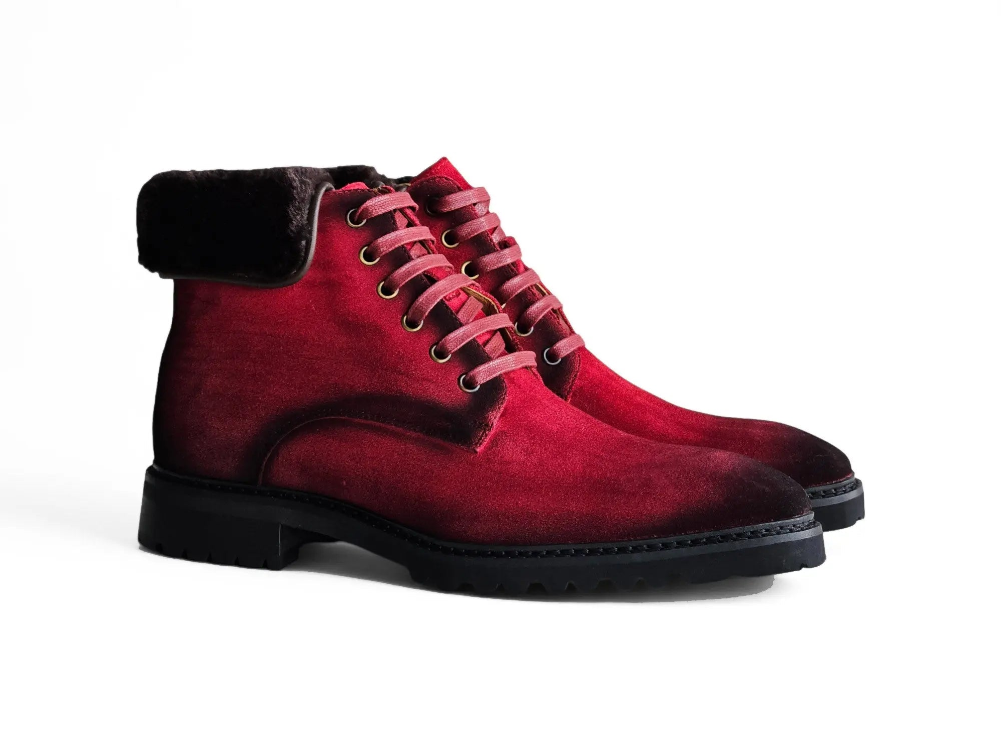 Suede Faux Shearling Combat Boot