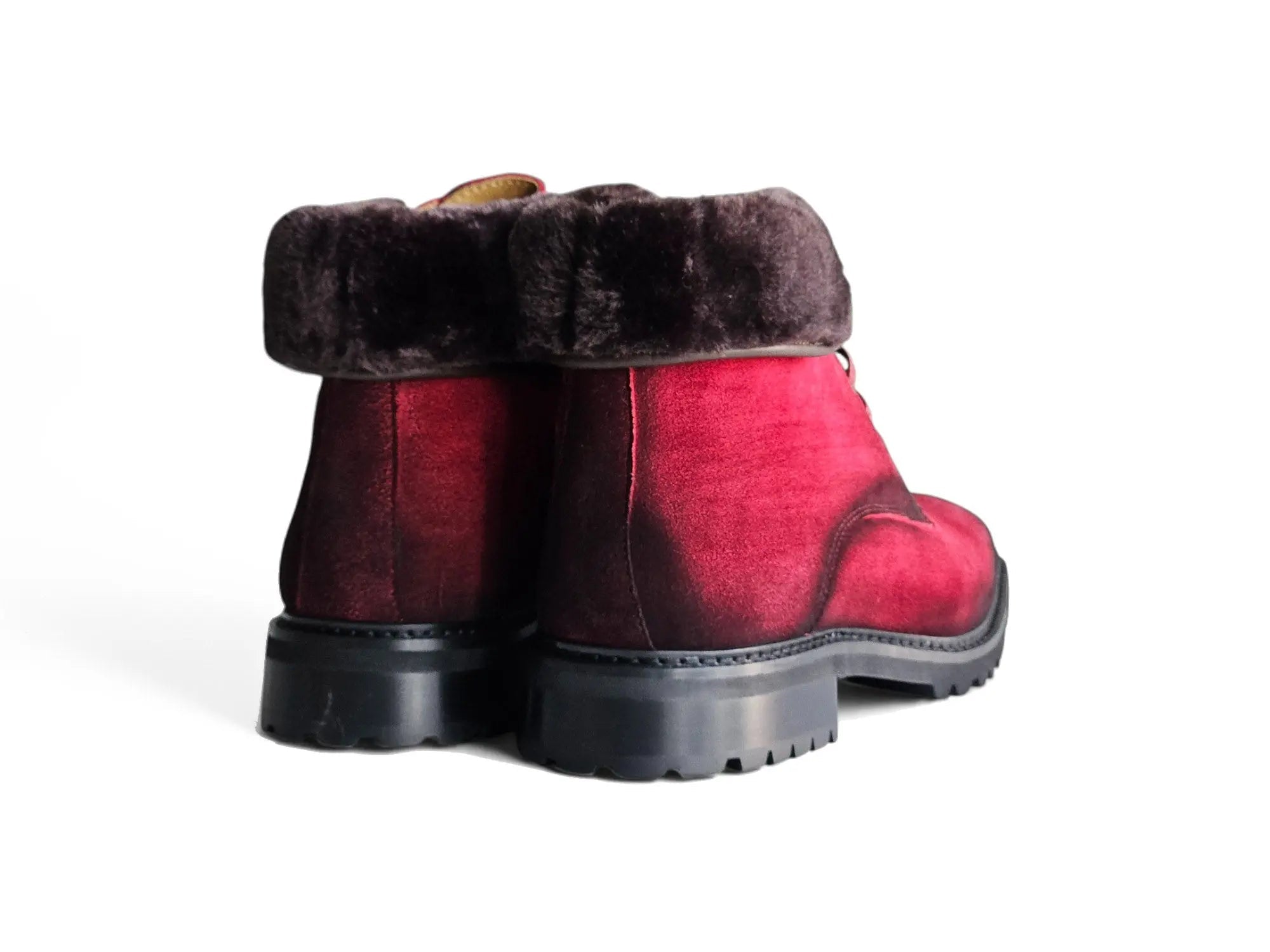 Suede Faux Shearling Combat Boot