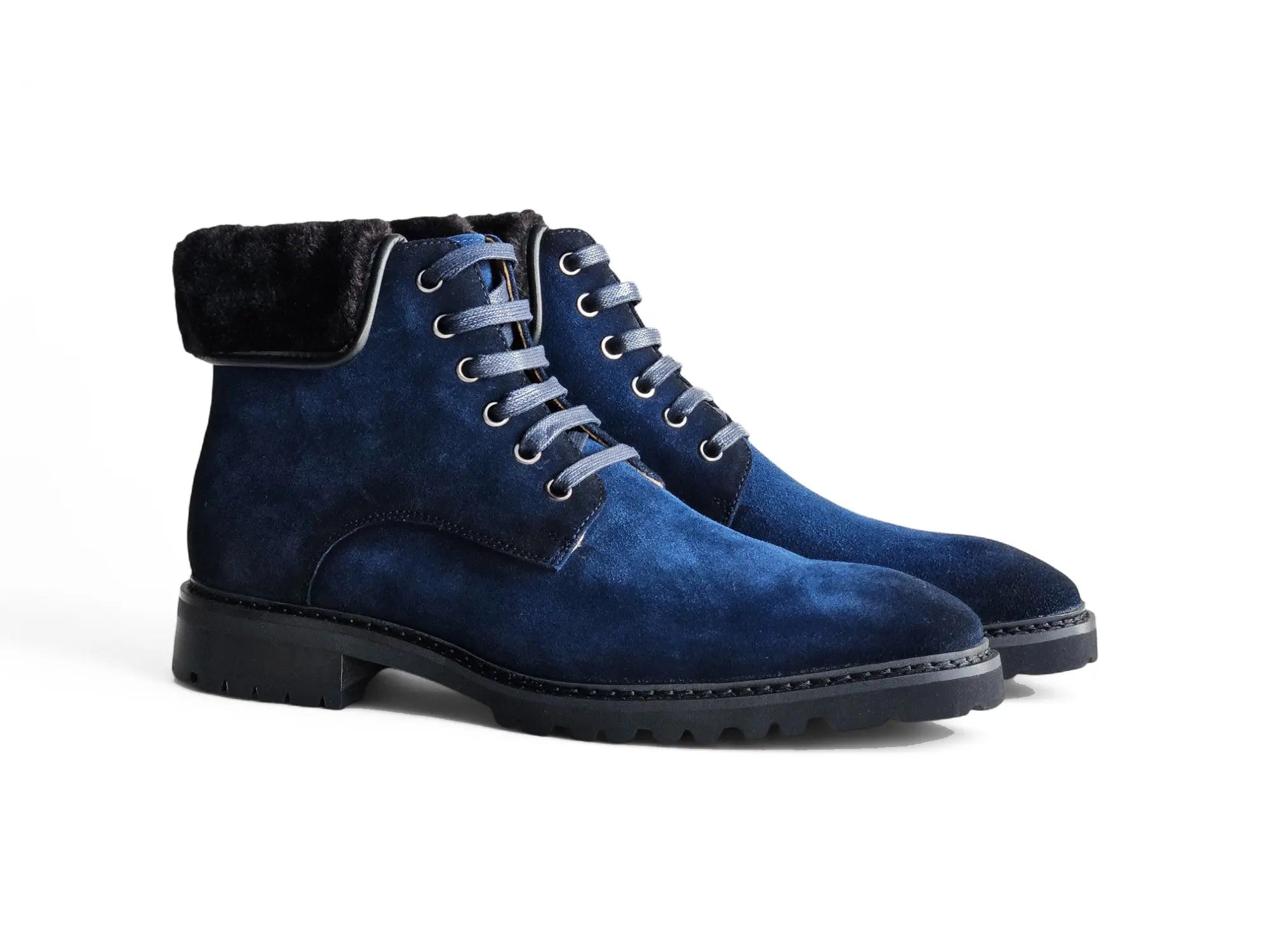 Suede Faux Shearling Combat Boot