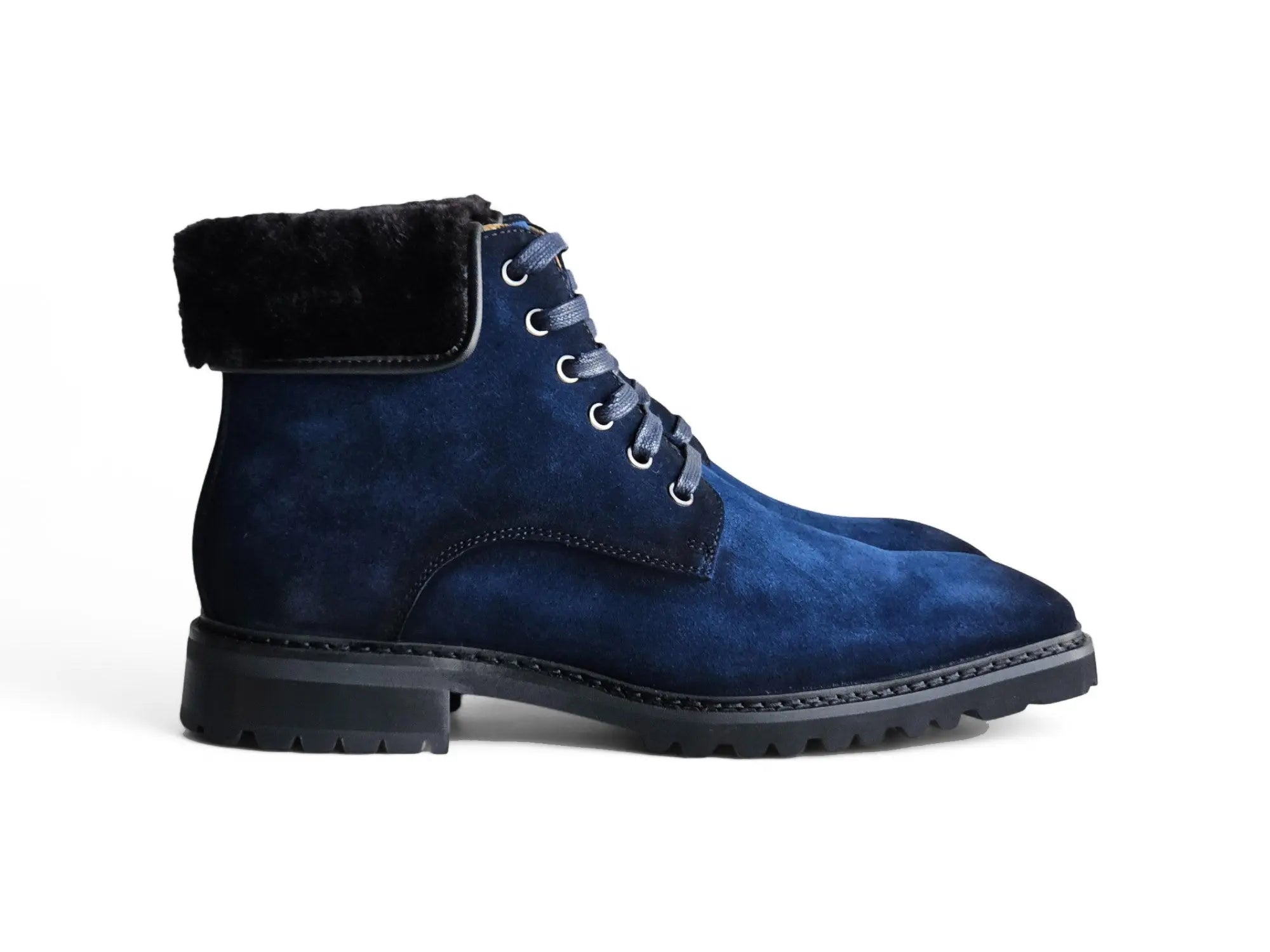 Suede Faux Shearling Combat Boot