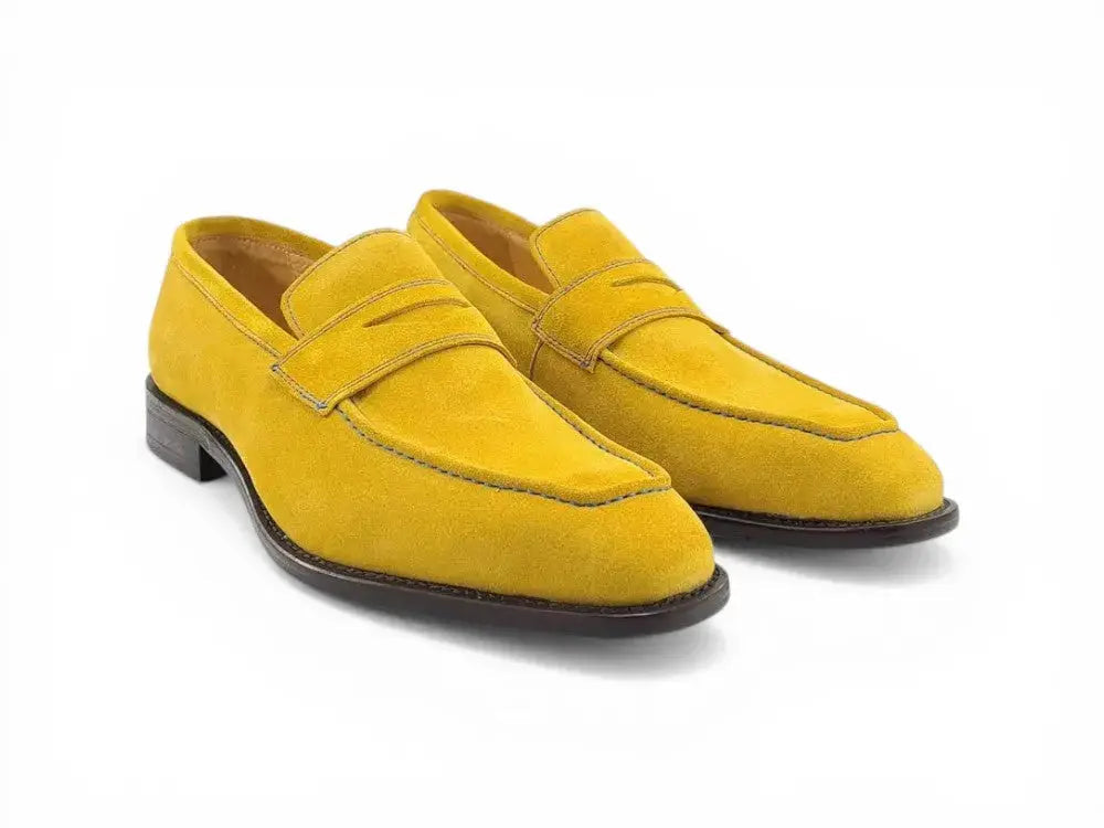 Suede Penny Loafer contrast stitching