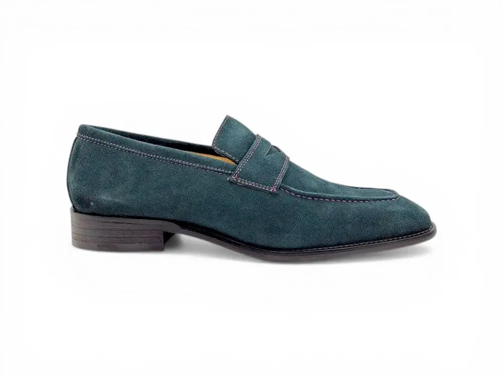 Suede Penny Loafer contrast stitching