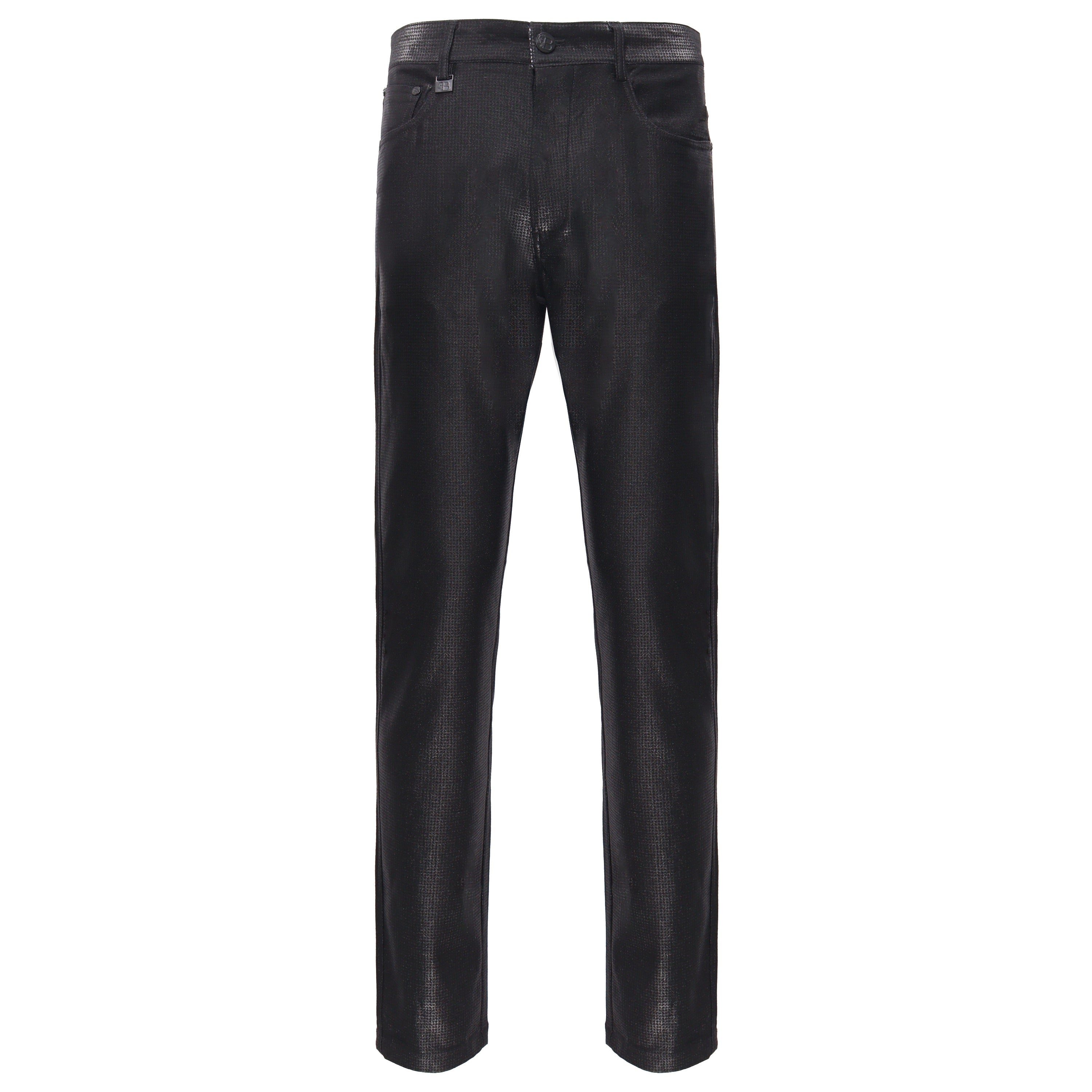 Men’s Elegant Black Textured Dress Pants BLACK