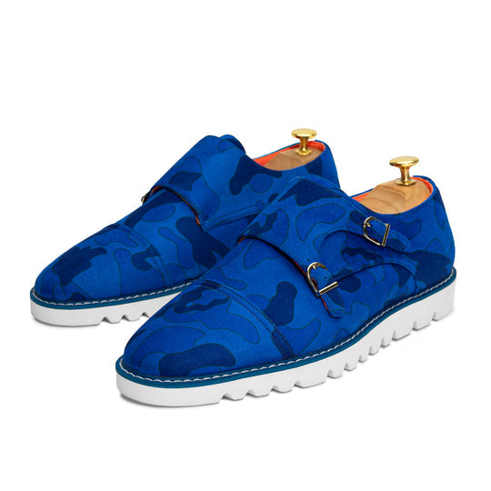 Tayno The Freshman Double Monk Strap Suede Sneaker Royal