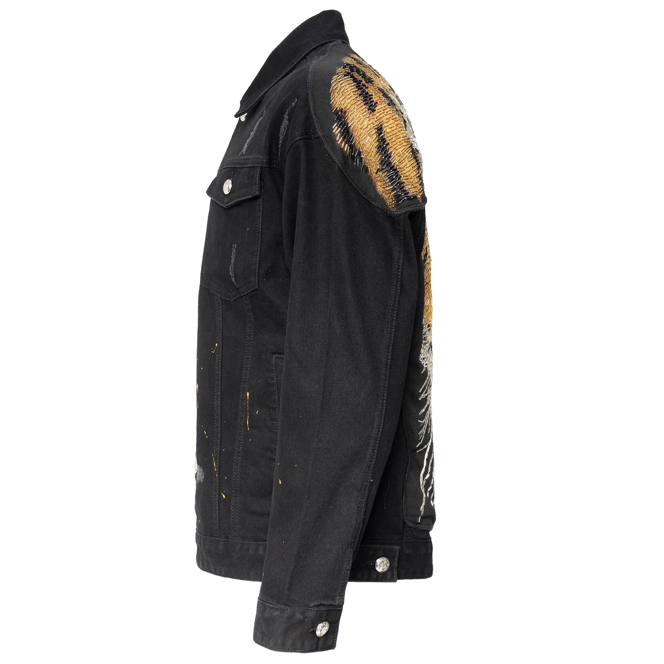 Tiger Threads Denim Jacket - CENTURY PENTHOUSE BLACK/GOLD