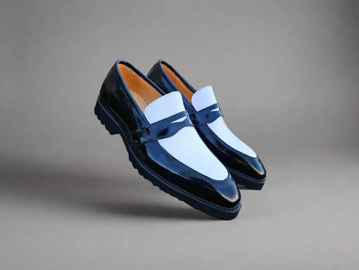 Two Tone Patent Leather Penny Loafer