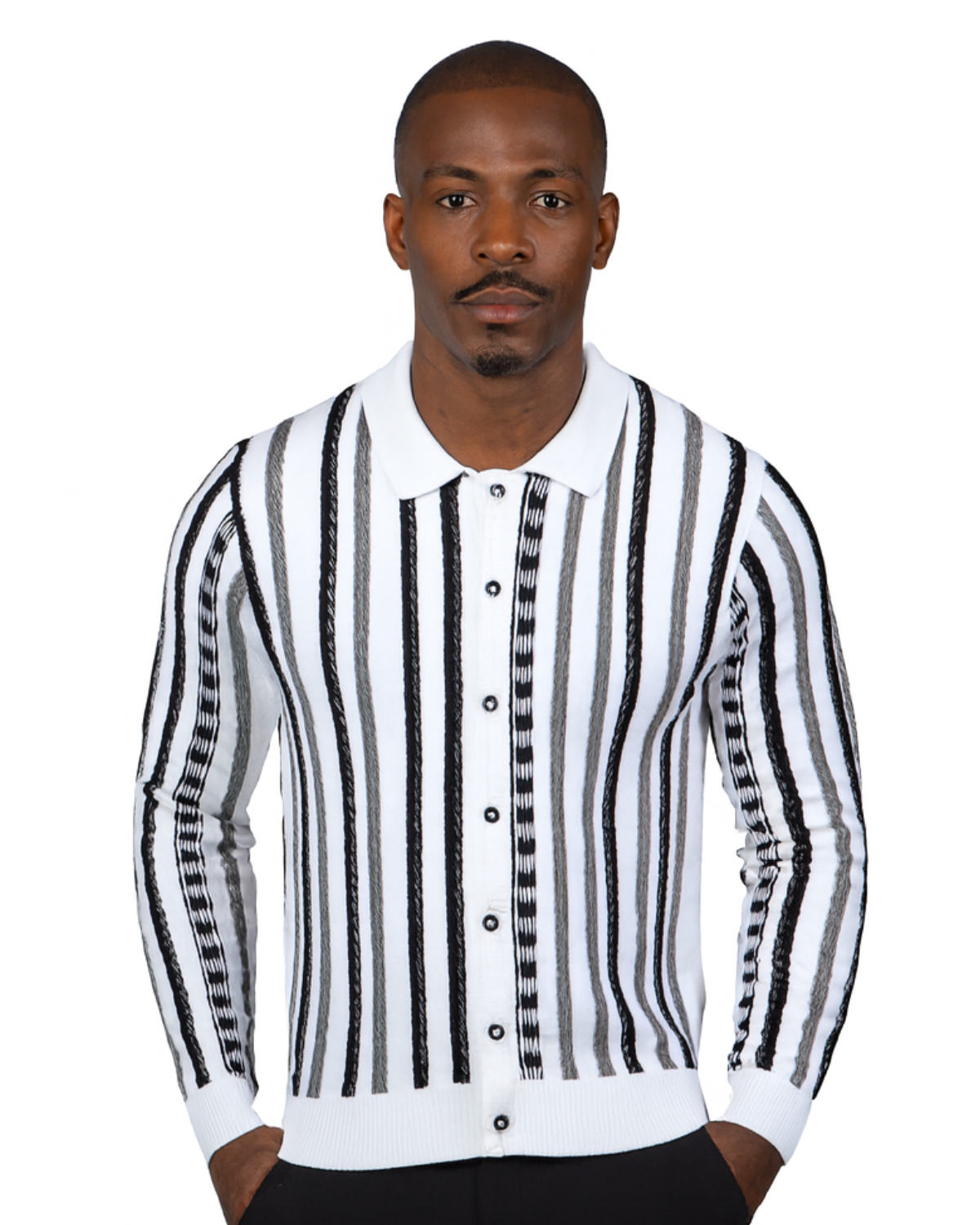 Prestige SW- 611 Full Button Sweater White