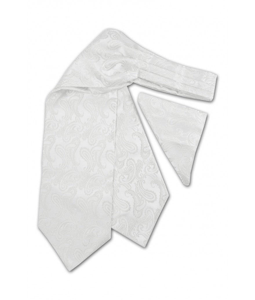 Brand Q AH600 - Paisley Microfiber Ascots & Hankies White