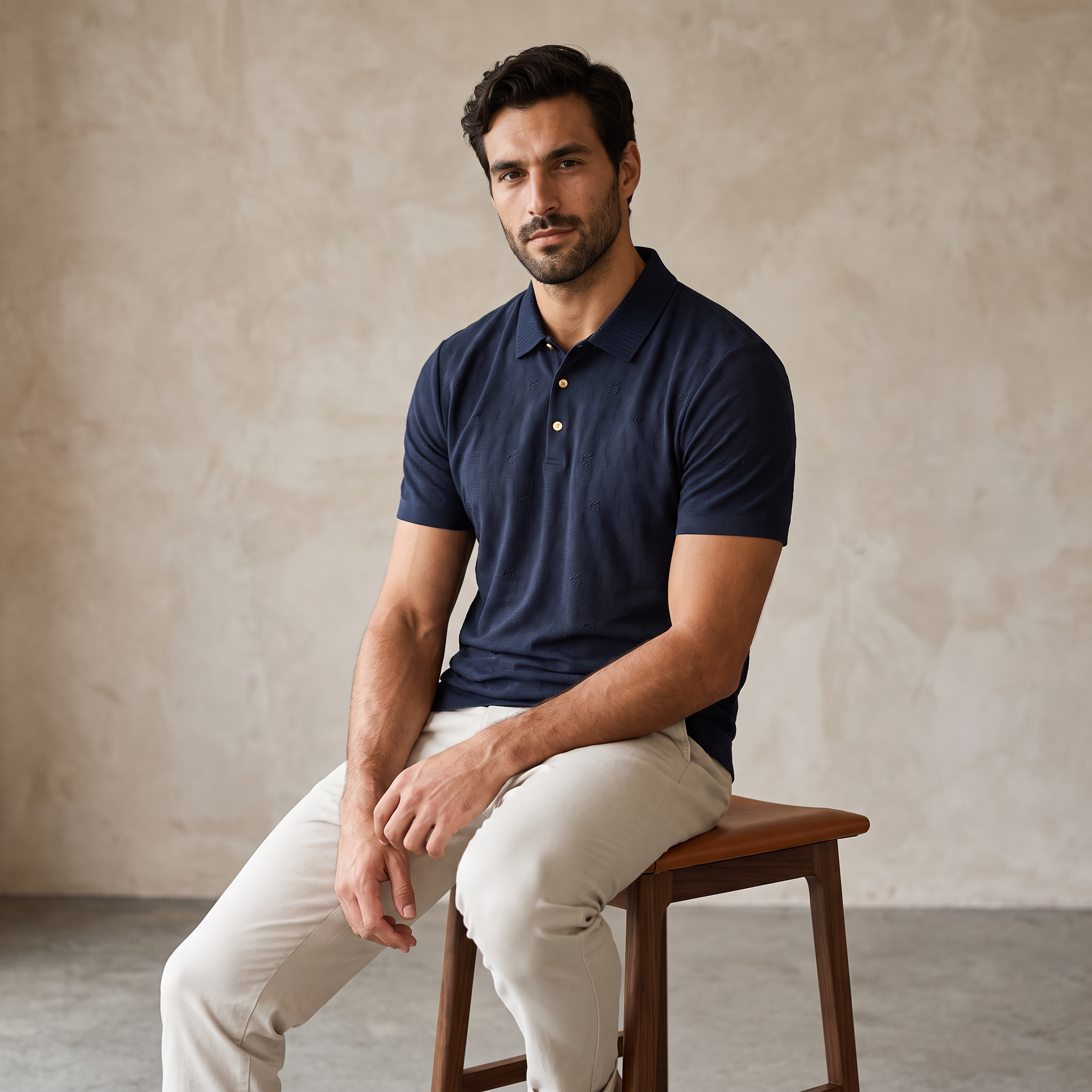 Seamless Check Texture Polo NAVY