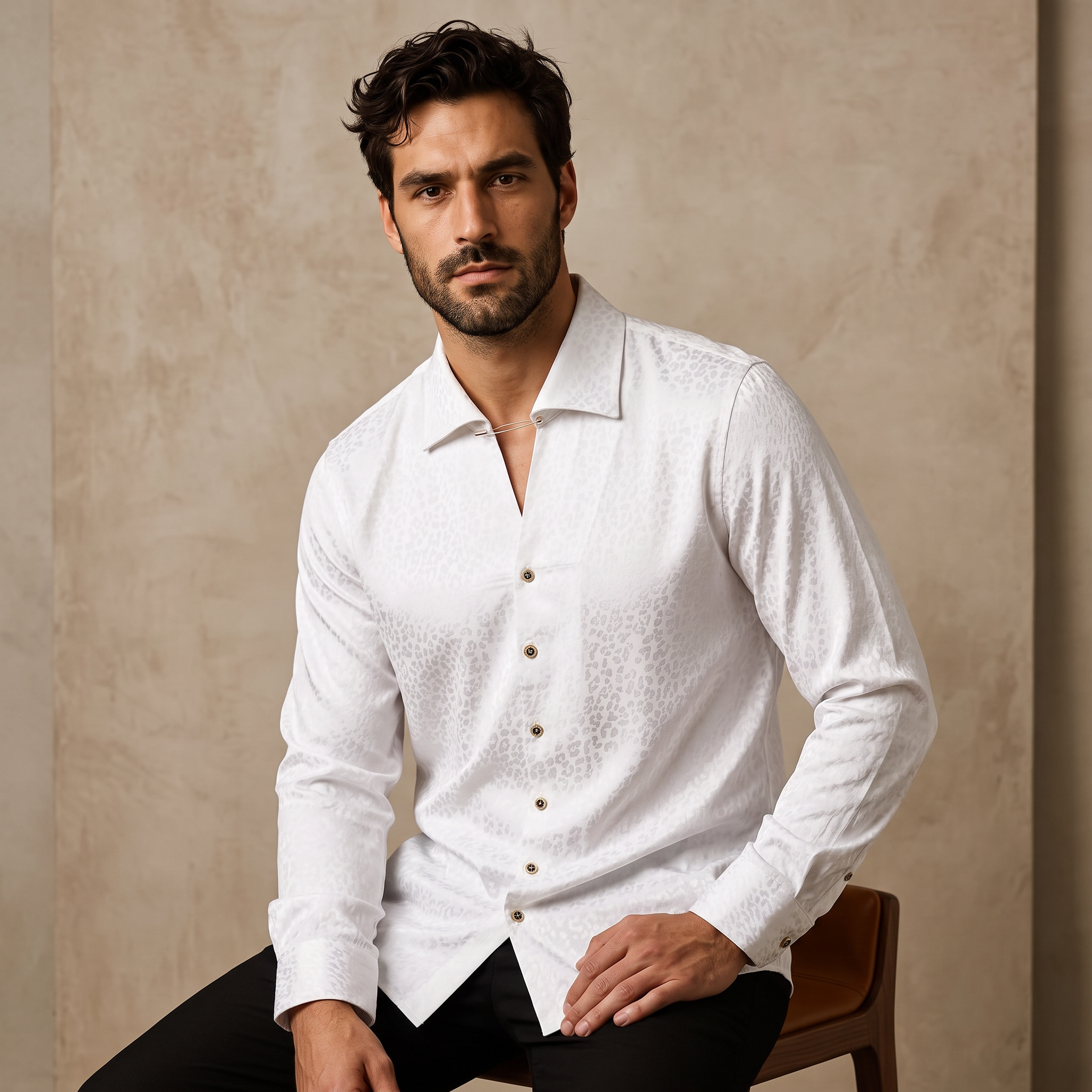Tonal Leopard Shirt WHITE