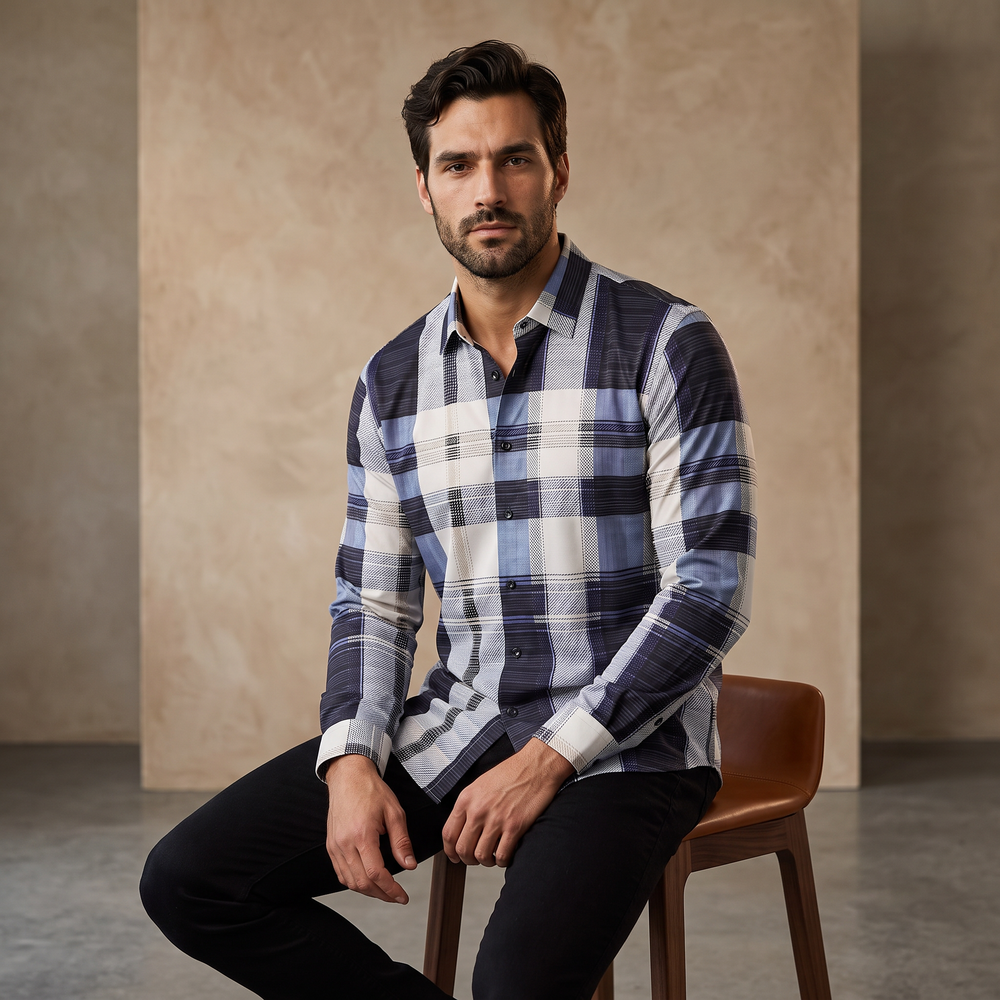 Seamless Plaid Stripe Shirt – El Baron BLUE