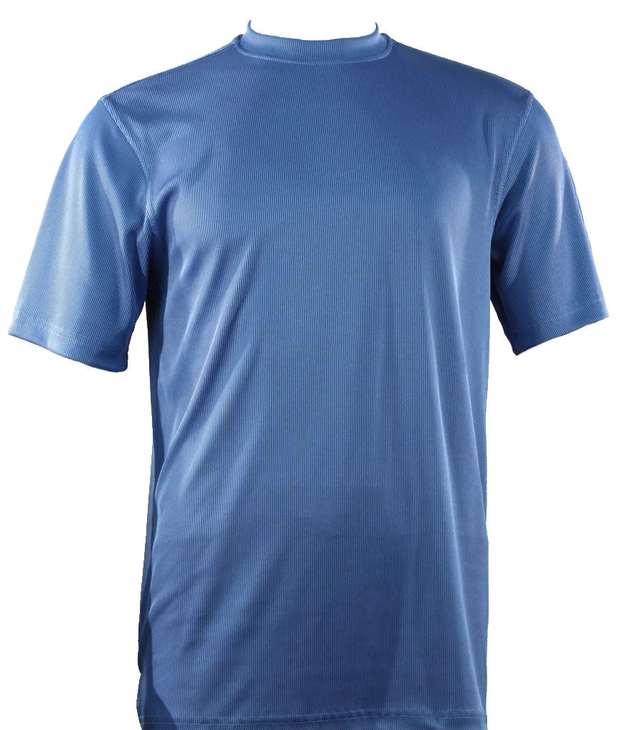 Log-In By Bassiri 218 knit Short Sleeve Mock Neck Blue