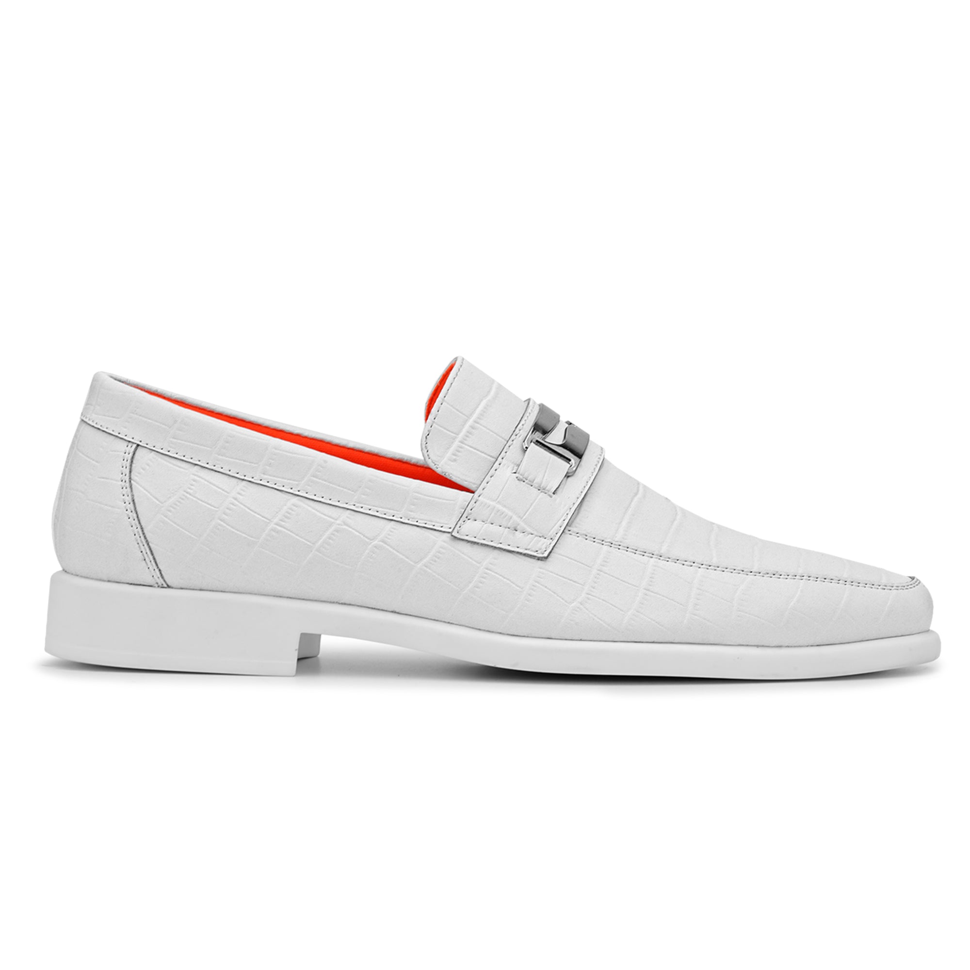 Tayno The Caprio Croc Leather Loafer White
