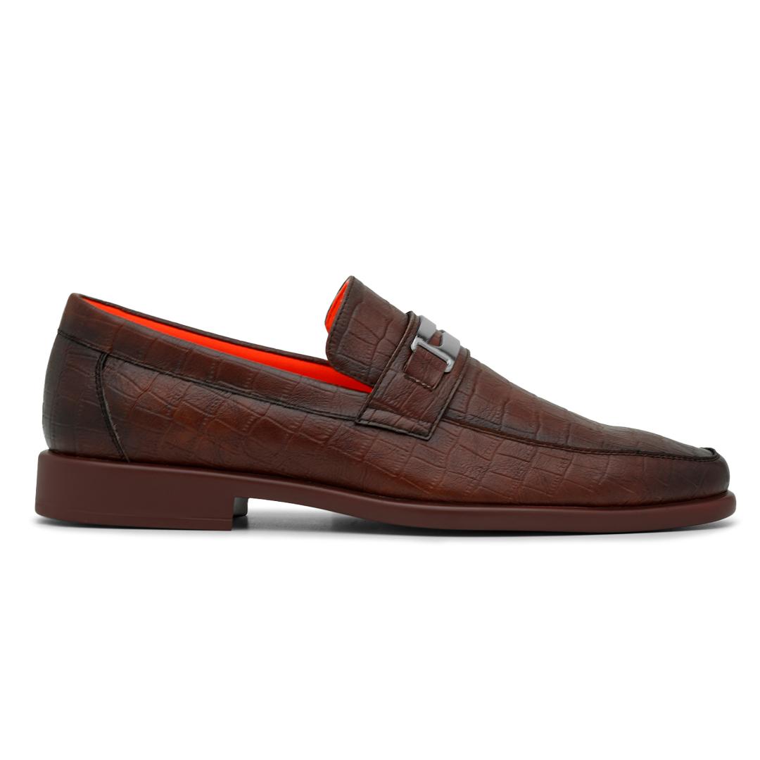 Tayno The Caprio Croc Leather Loafer Coffee