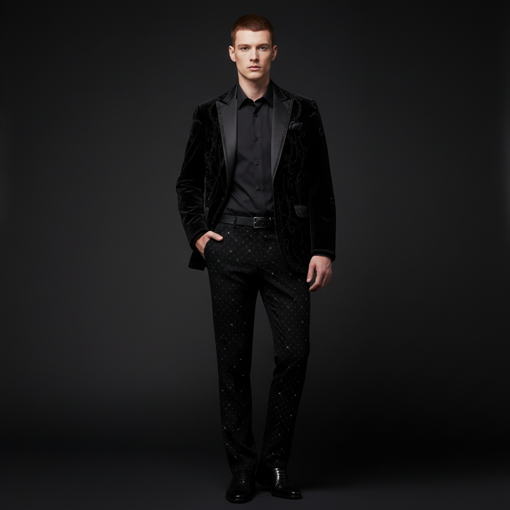 Valent Noir Velvet Blazer BLACK