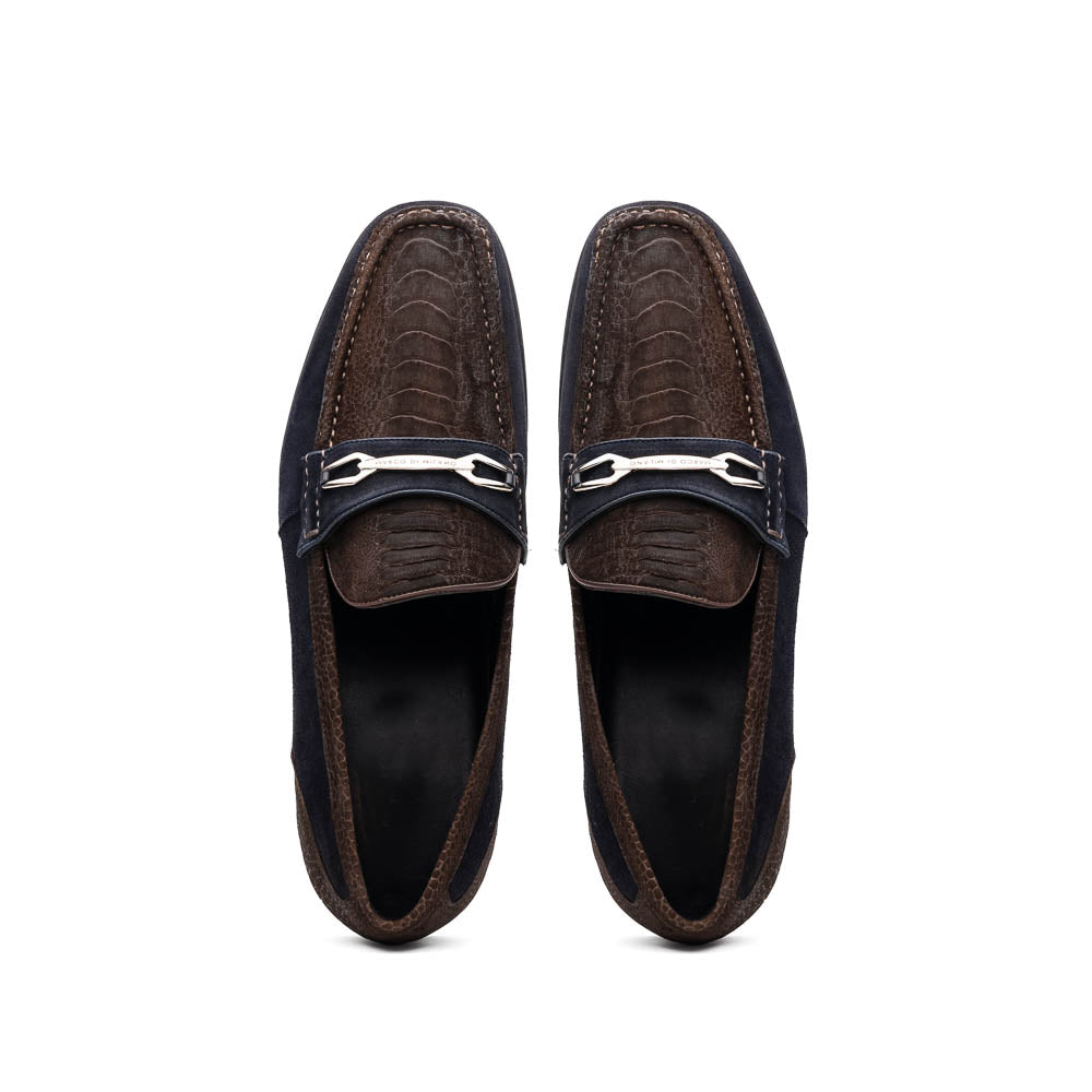 Hugo Ostrich Brown / Navy