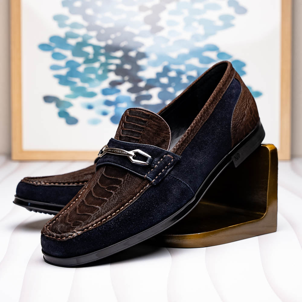 Hugo Ostrich Brown / Navy