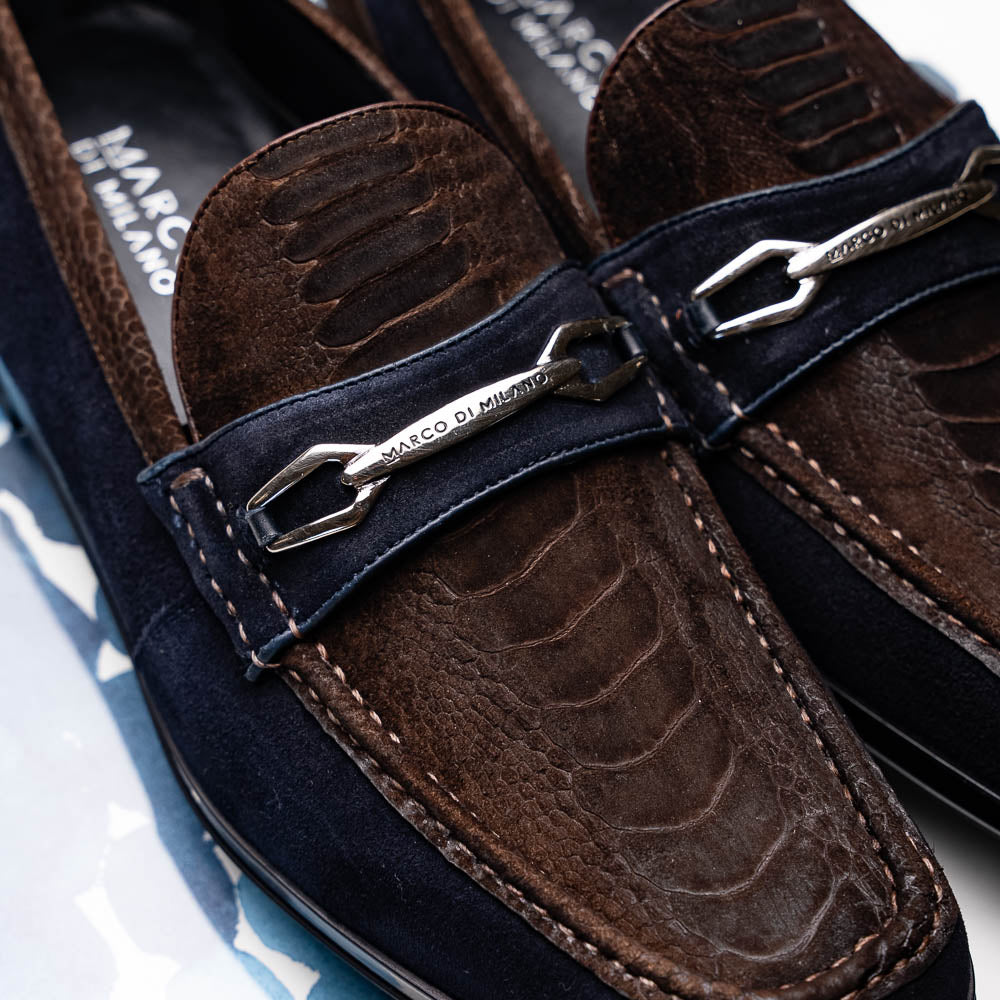 Hugo Ostrich Brown / Navy