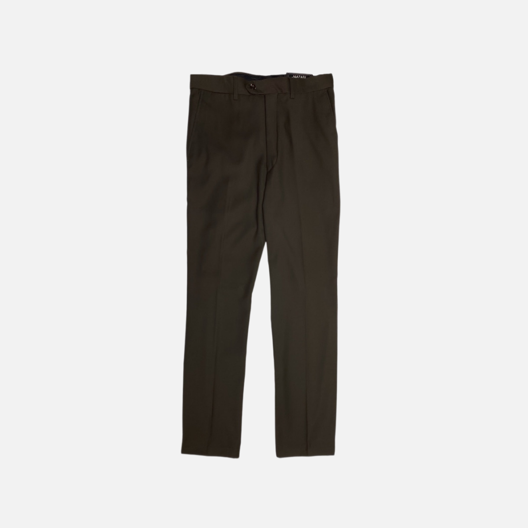 Mazari Zra Men's Brown Dress Pants Straight Fit Classic Fit Polyester Viscose Blend Zipper Button Side Pockets 44x32