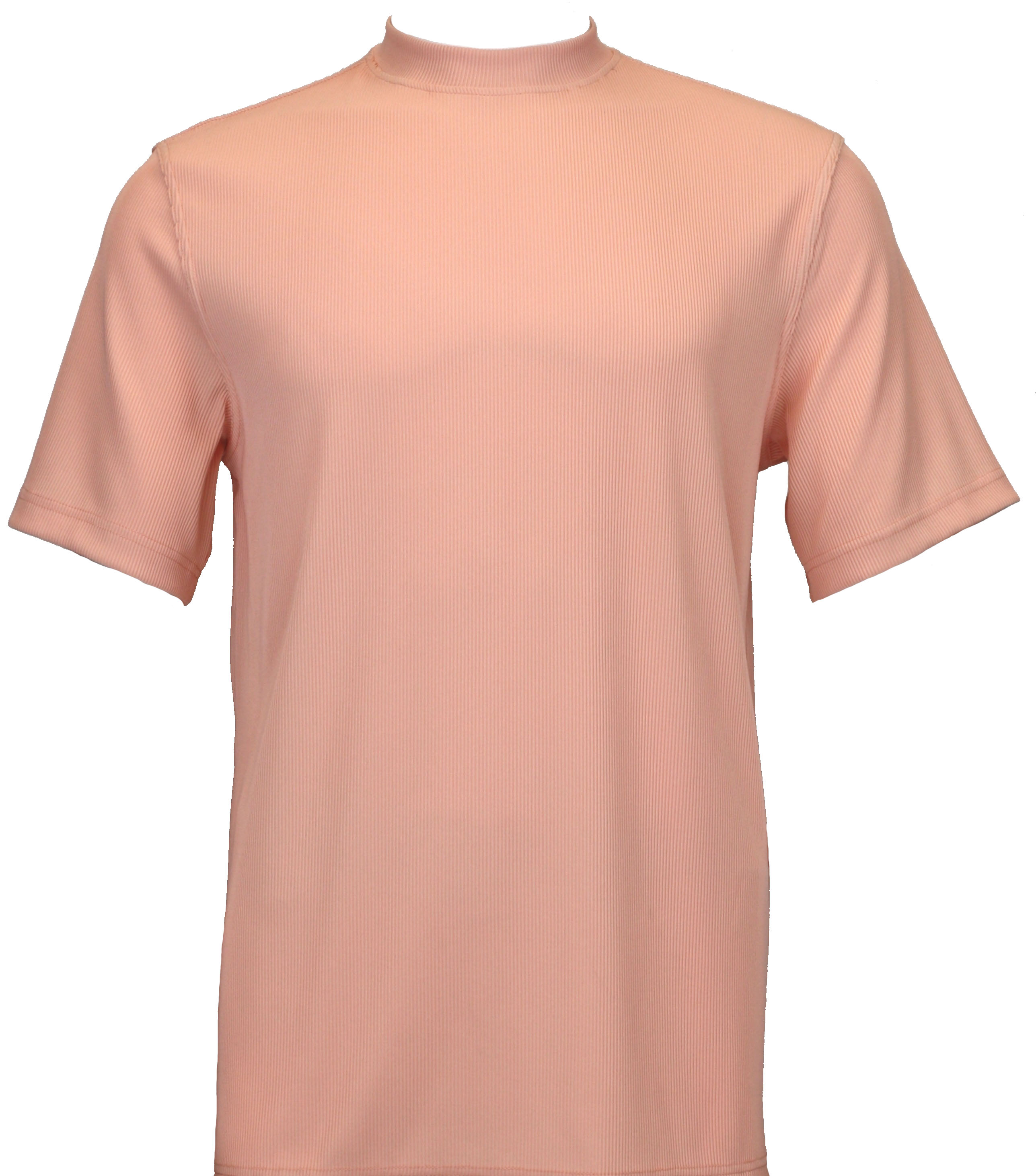 Log-In By Bassiri 218 knit Short Sleeve Mock Neck Peach